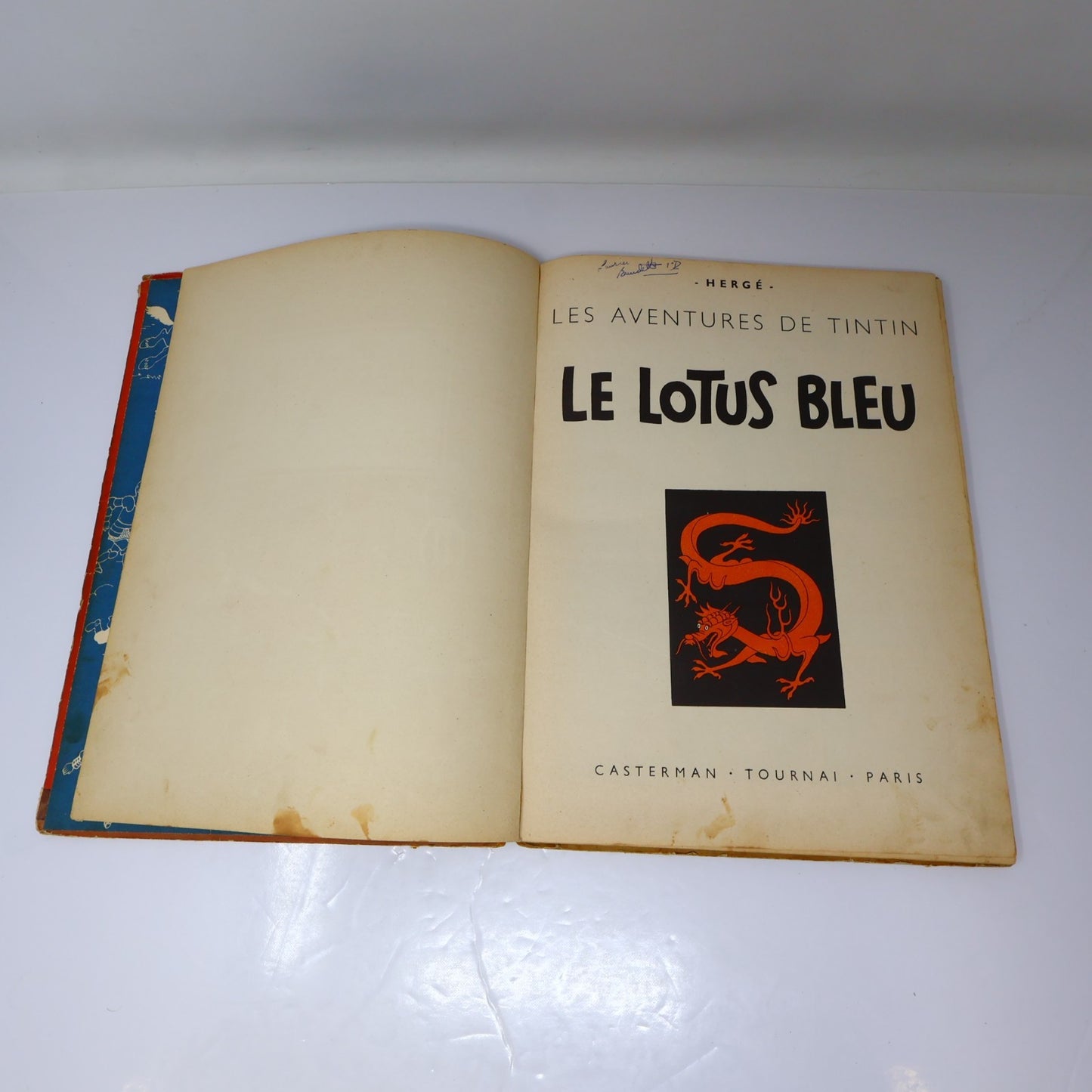 Tintin Le Lotus Bleu Hergé Casterman 1951 B5 Bande Dessinée Français/French HC
