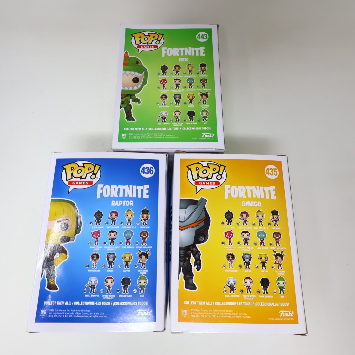 Fortnite 3 Funko Pop! Figure Lot Raptor/Rex/Omega 435 436 443 Damaged Boxes