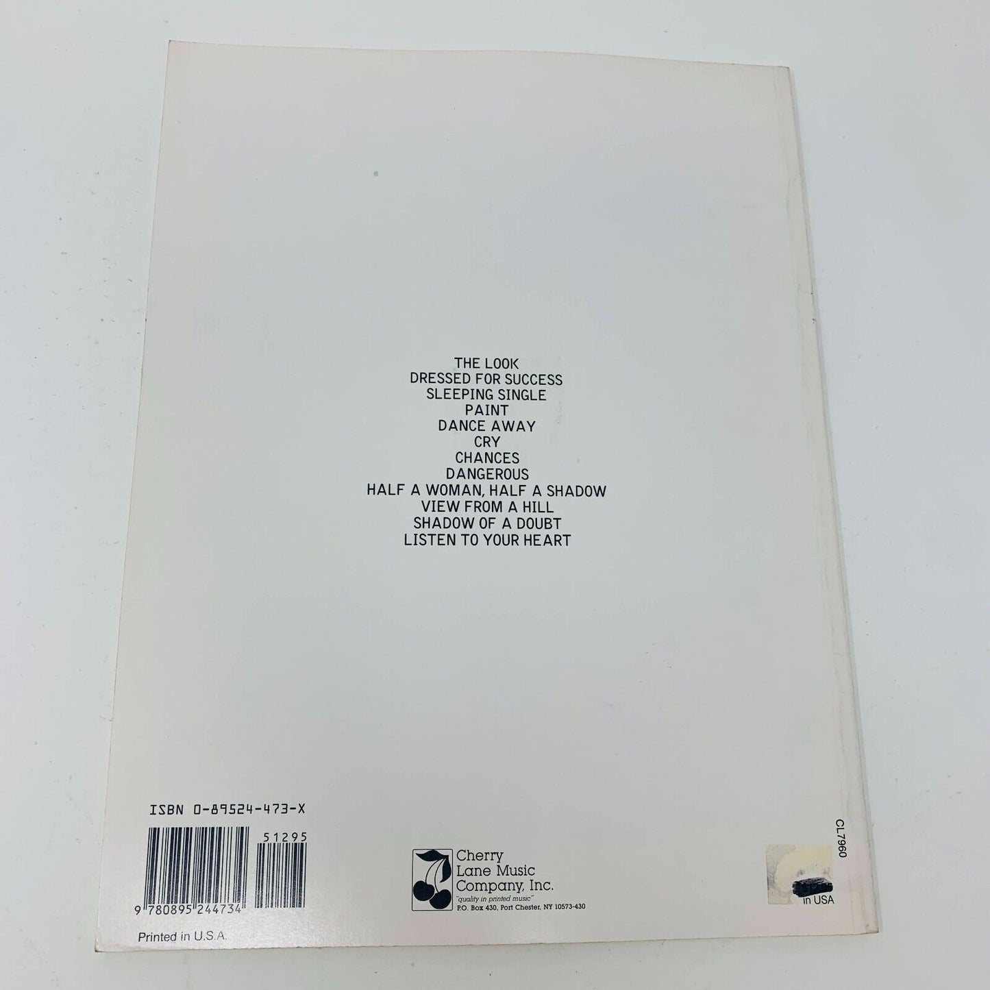 1989 Roxette Look Sharp Songbook Cherry Lane Milton Okun Piano Guitar Fold Out