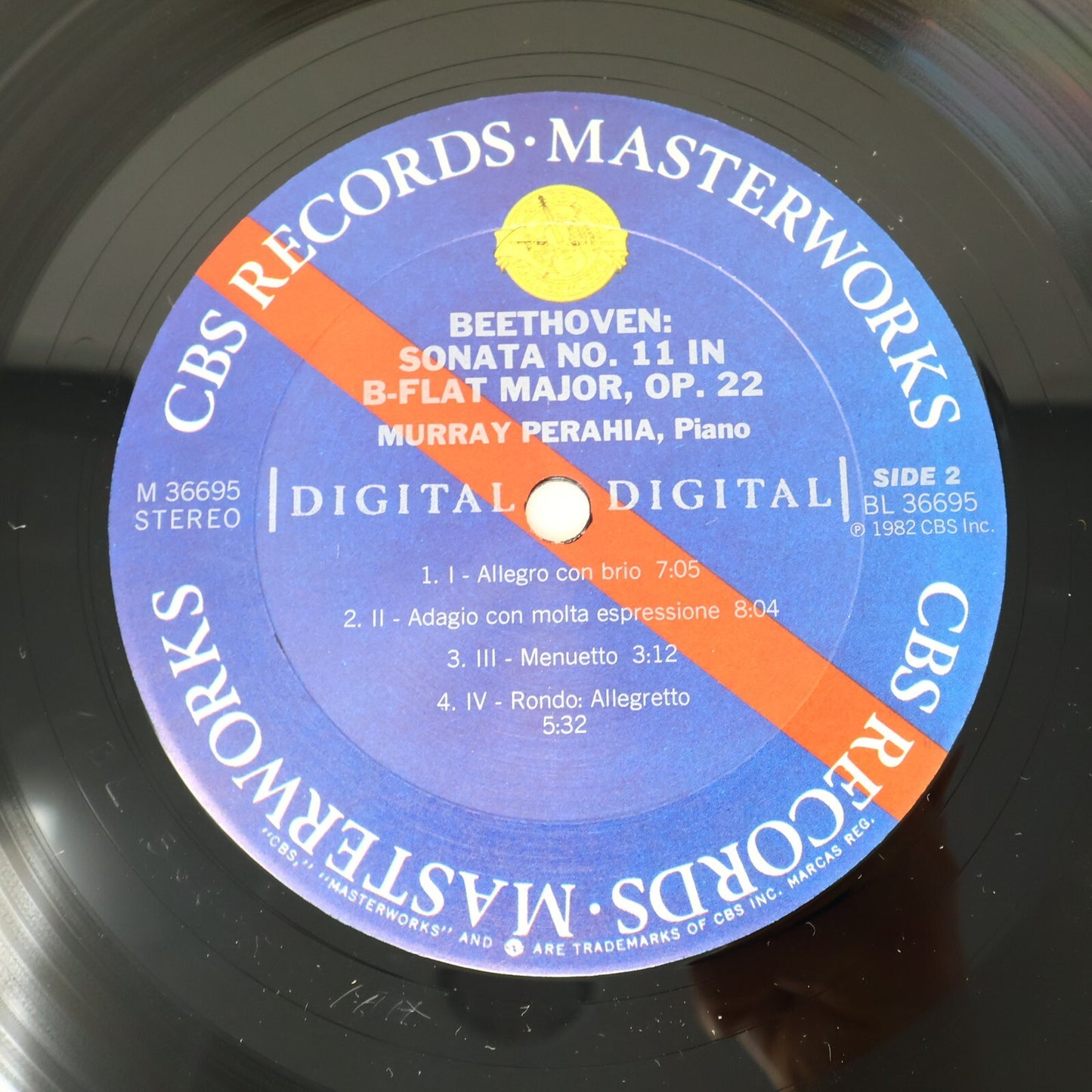 Beethoven Murray Perahia Sonatas No. 4 Op. 7 No 11 Op 22 LP Record Vinyl M 36695