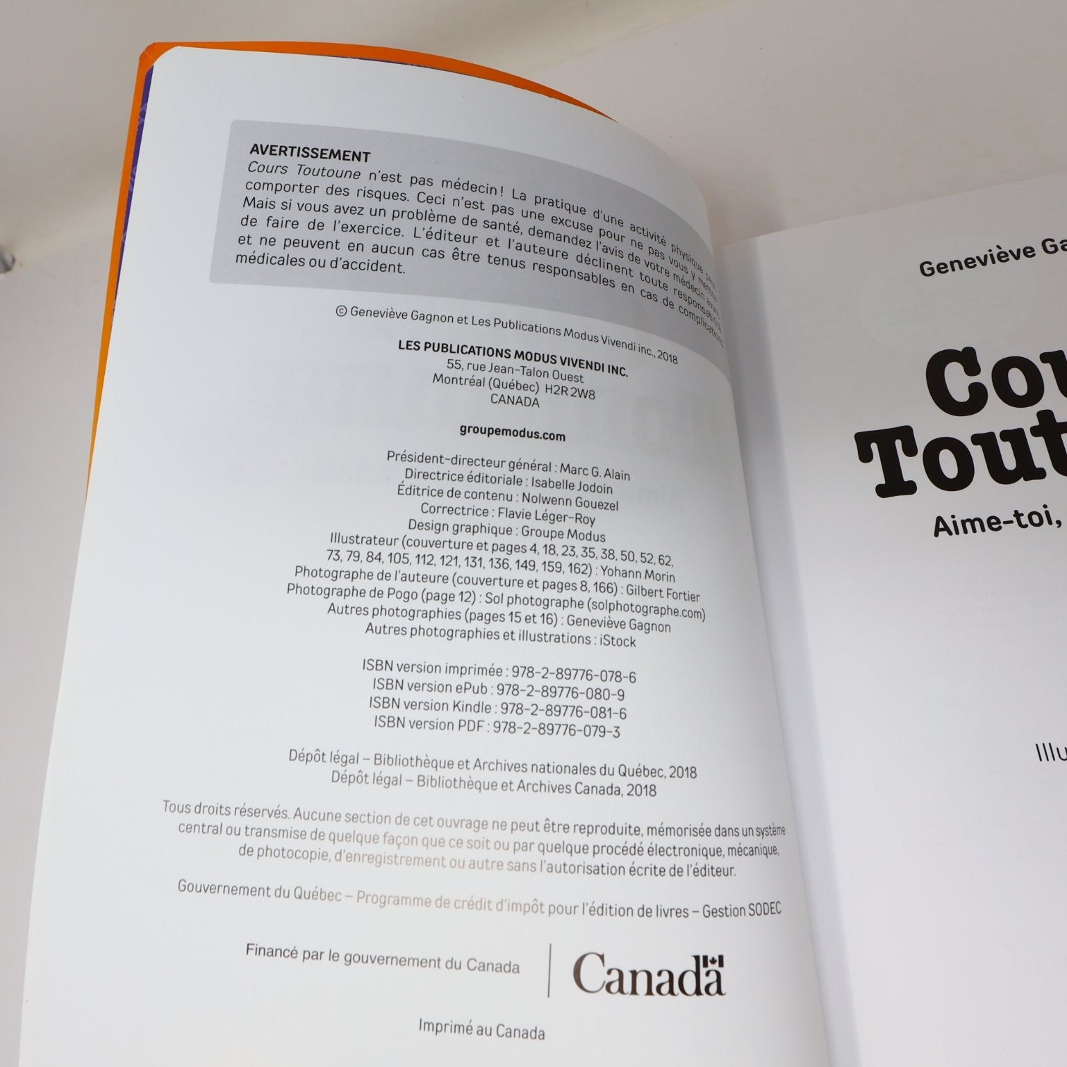 Cours Toutoune #1-2 Lot 2 Livres Geneviève Gagnon Motivation Humour Sport Modus