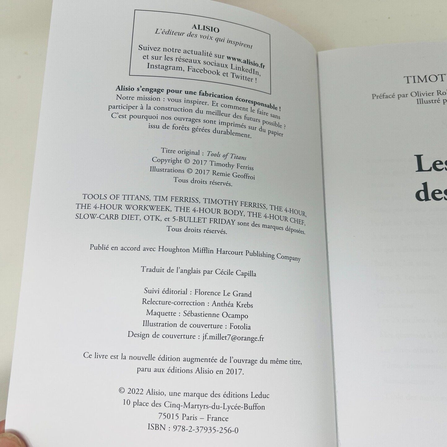 2022 Les Outils Des Géants de Timothy Ferriss Édition Révisée Emploi Succès PB