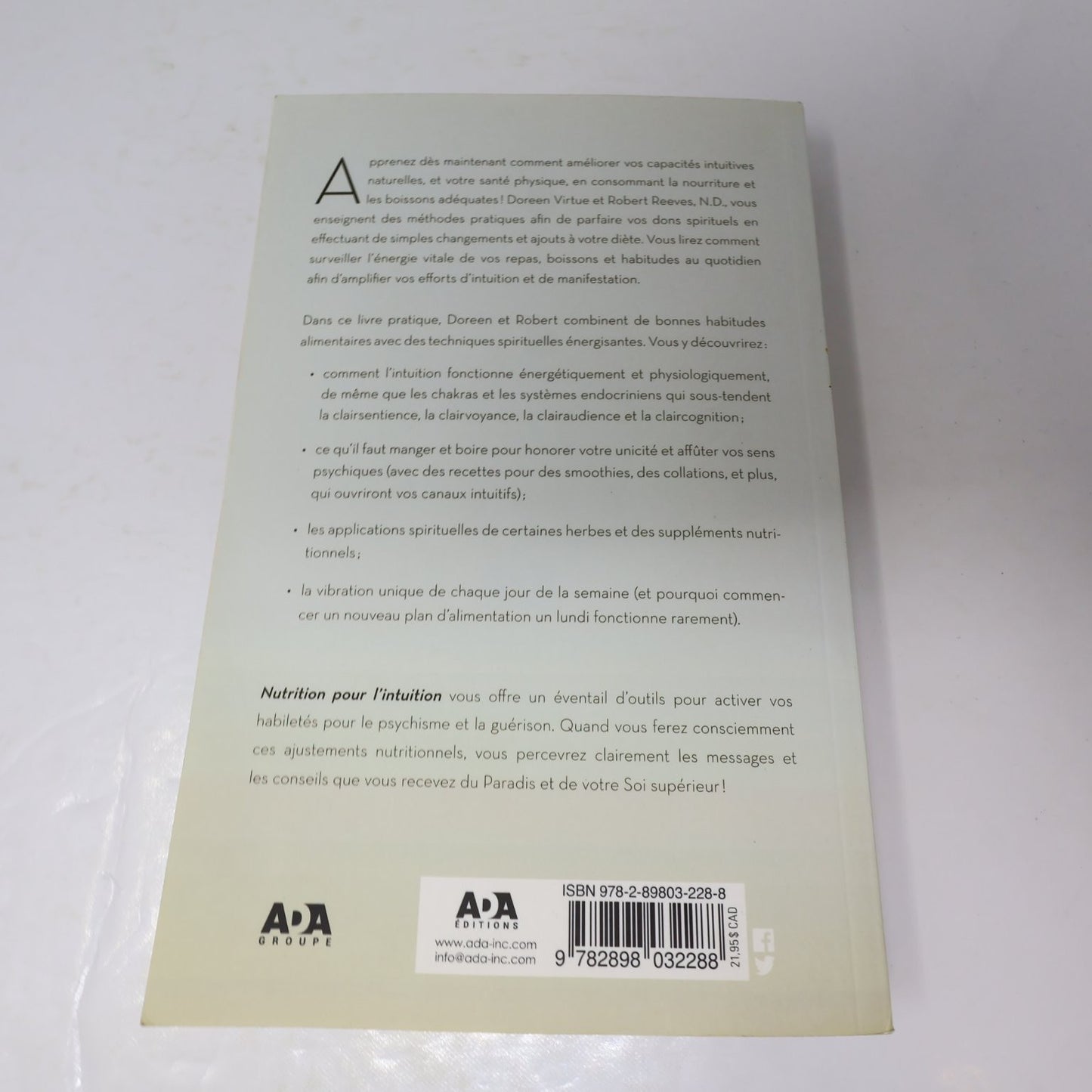 Nutrition pour l'Intuition Doreen Virtue Robert Reeves 2019 Français/French ADA