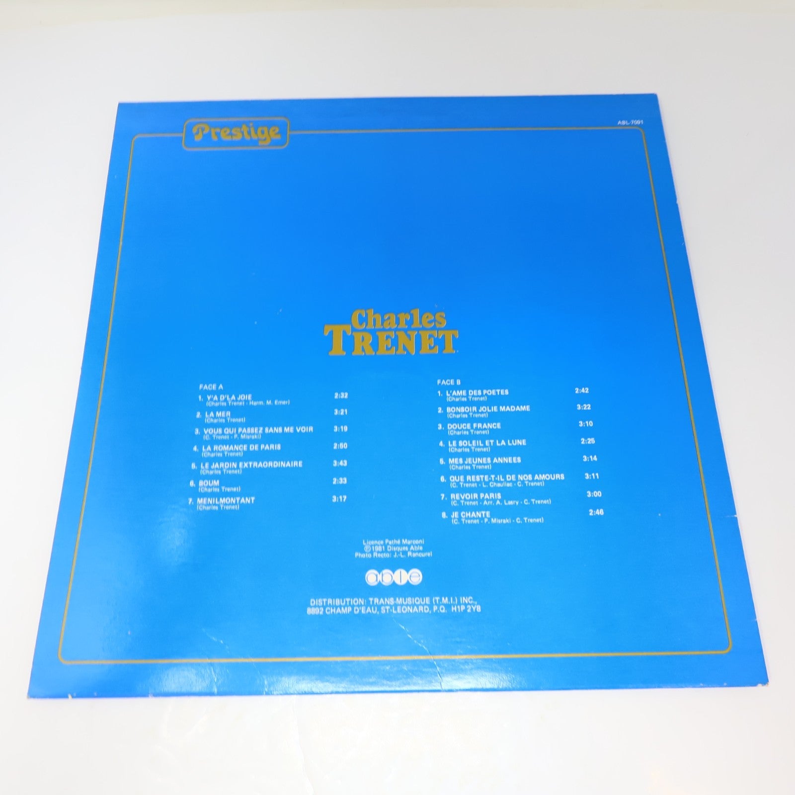 Charles Trenet Lot 2 Disques Record Éponyme & Succès Able/CBS Canada 1981 VG+