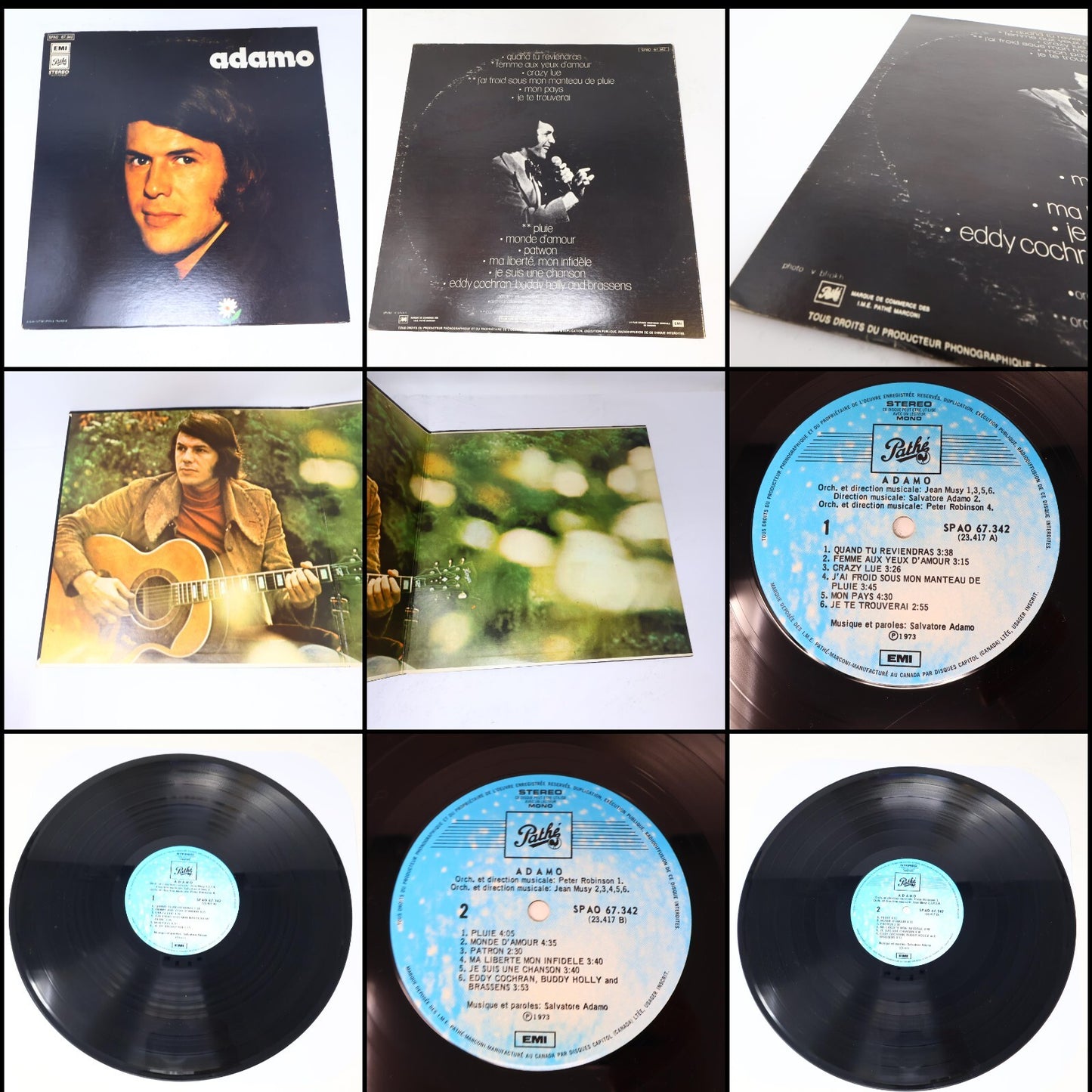 Adamo Lot 8 Disques Pauvre Liberté/Olympia 71/Jusqu'à L'Amour Record Vinyl LP