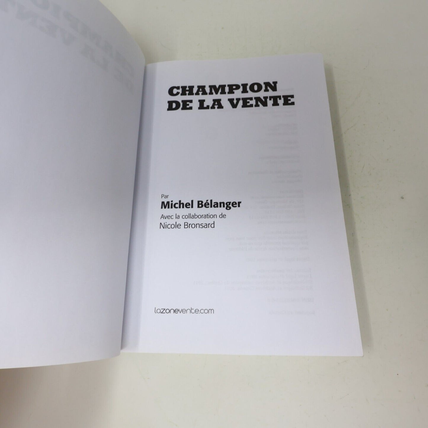 2011 Champion de la Vente Michel Bélanger Marketing Affaires Performance Livre