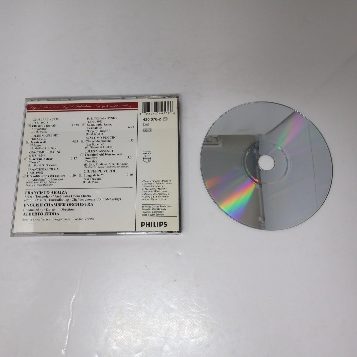 Francisco Araiza Opera Arias CD English Chamber Orchestra/Alberto Zedda Verdi