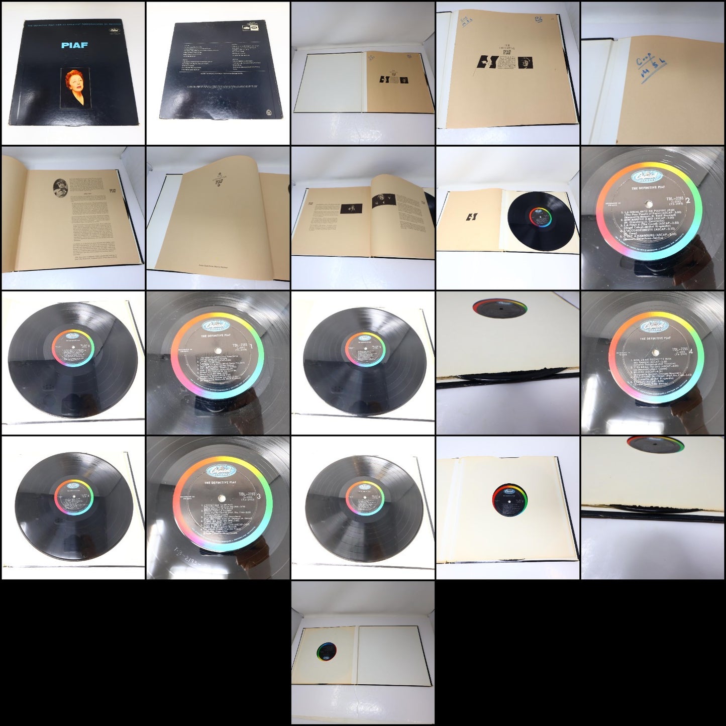 Édith Piaf Lot 4 Disques Record Hymne À L'amour/Definitive Piaf/Tête-à-Tête