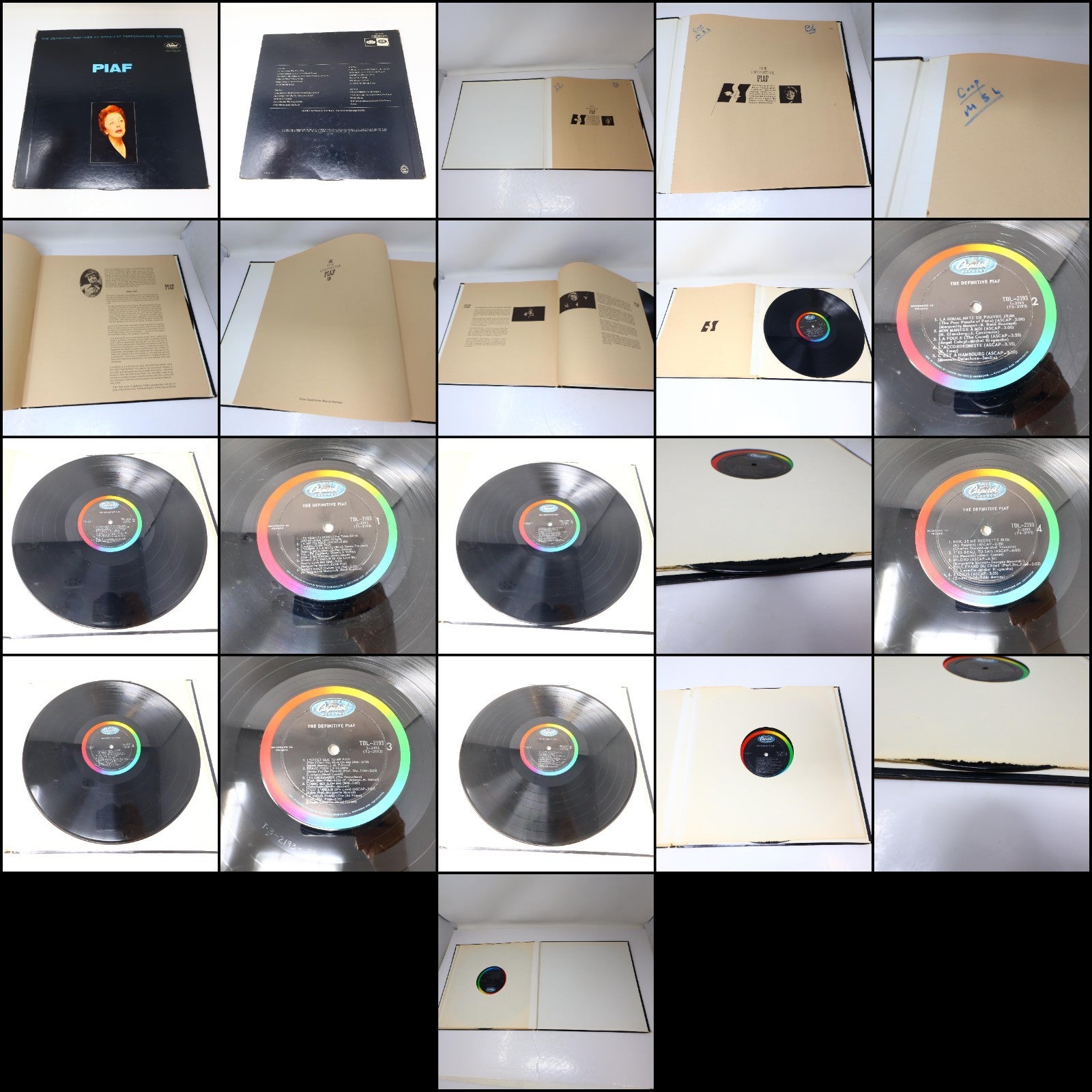 Édith Piaf Lot 4 Disques Record Hymne À L'amour/Definitive Piaf/Tête-à-Tête