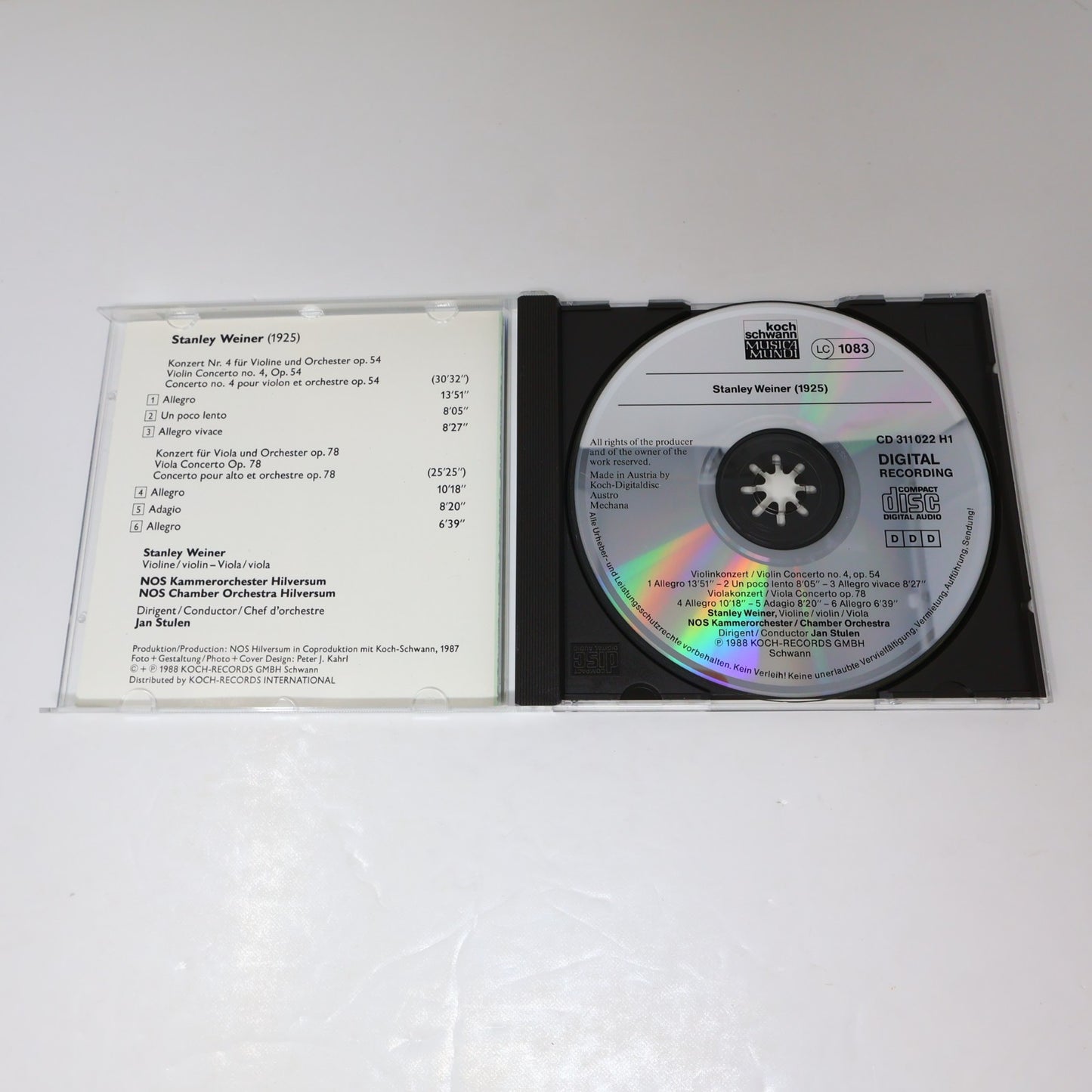 Stanley Weiner/Konzert Nr. 4 Für Violine/Viola Und Orchester Op. 54/78 CD 1988