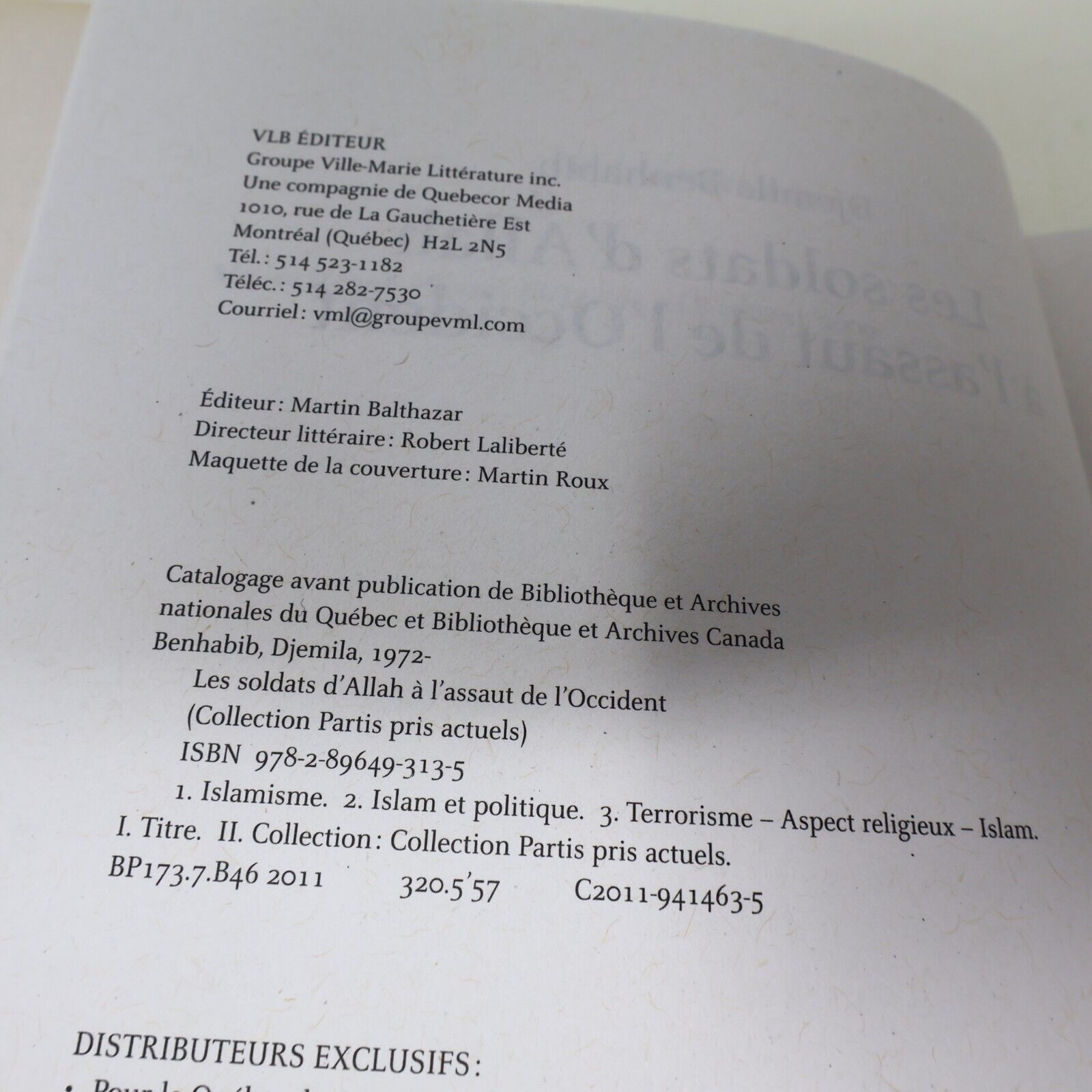 2011 Les Soldats d'Allah à l'Assaut de l'Occident Djemila Benhabib Vlb Français