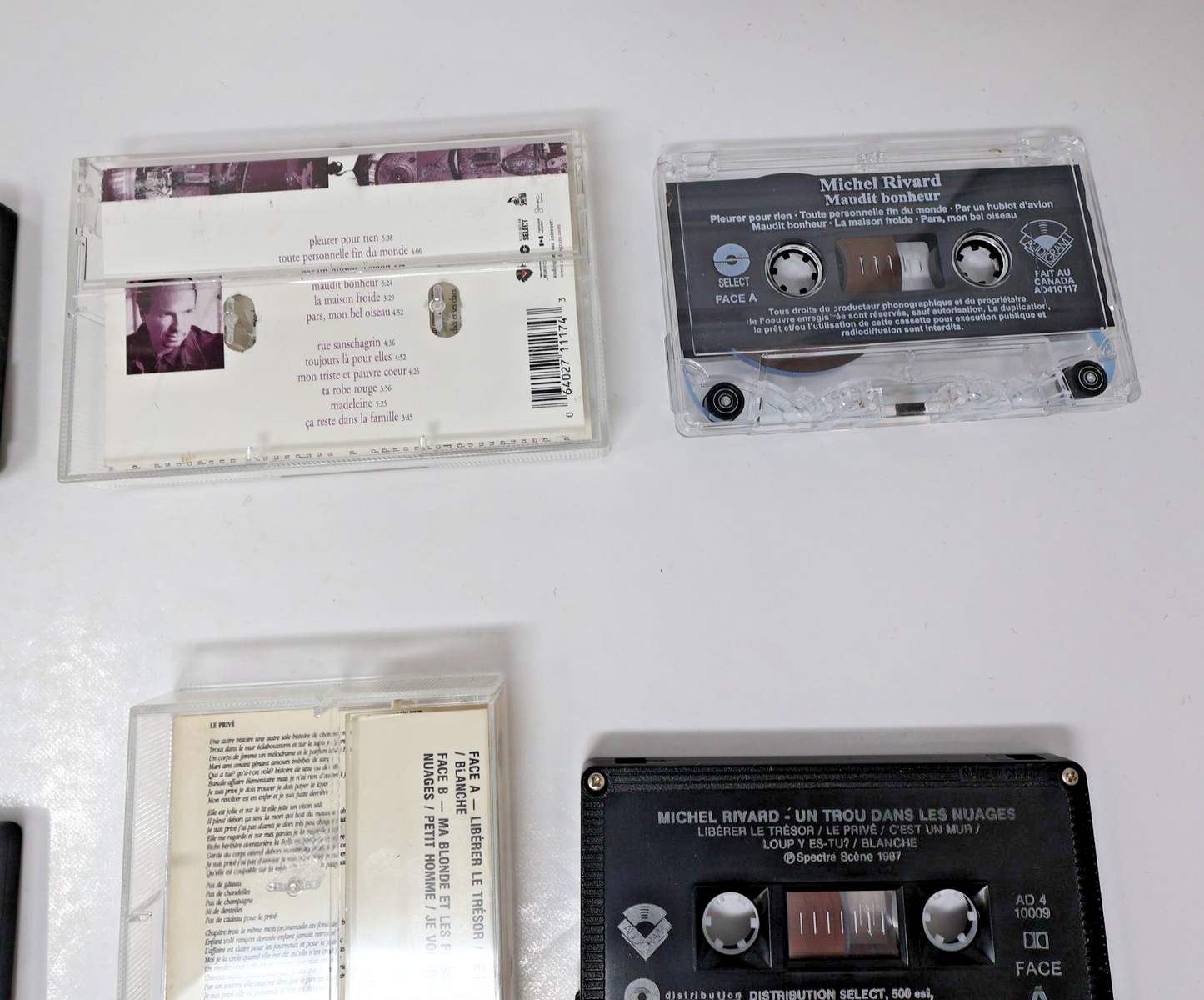 Michel Rivard Lot 4 Cassettes Maudit Bonheur/Trou dans le Ciel/Bonsoir mon Nom