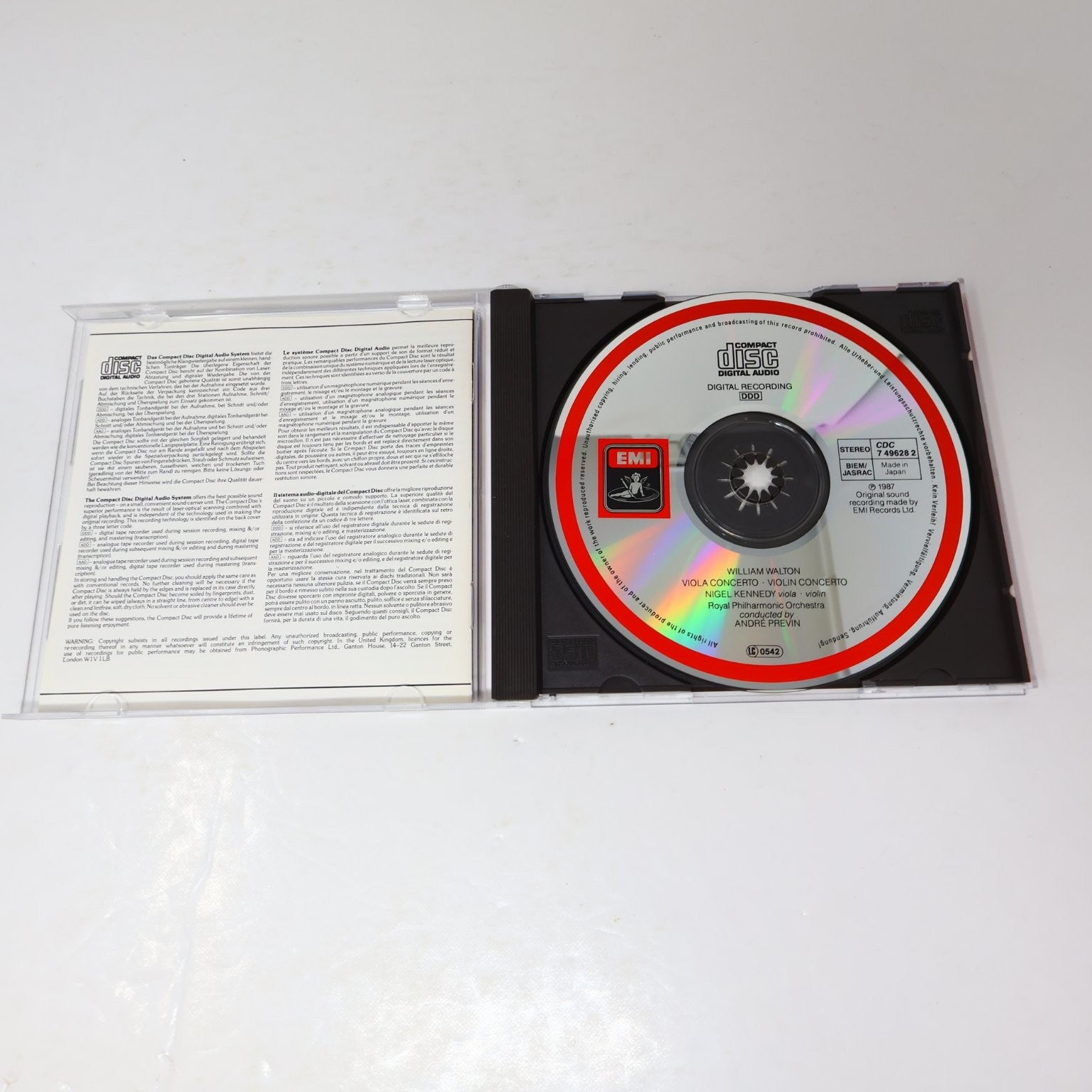 Walton Violin 3 CD Lot Violin/Viola Concertos/Symphony #1 Nigel Kennedy Prévin