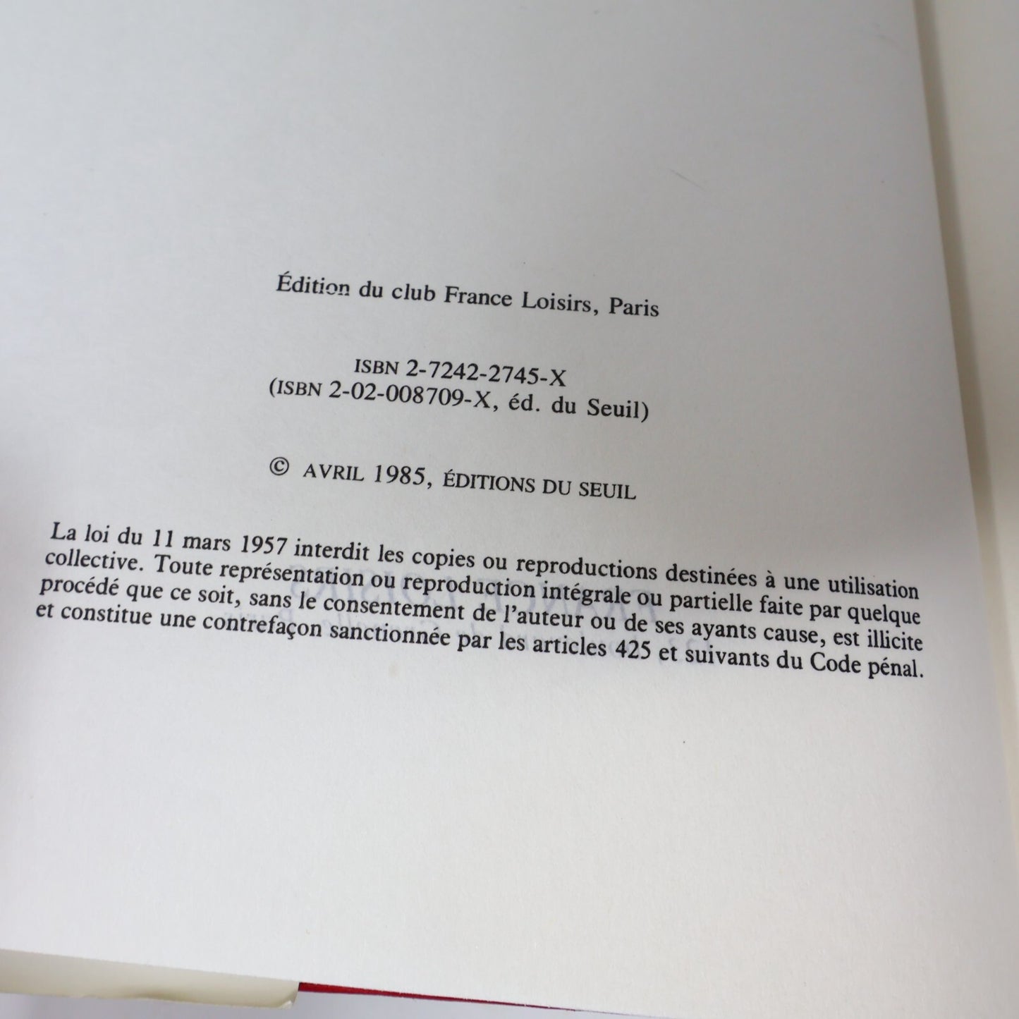 1985 Une Enfance à l'Eau Bénite Denise Bombardier France Loisirs Biographie BCE