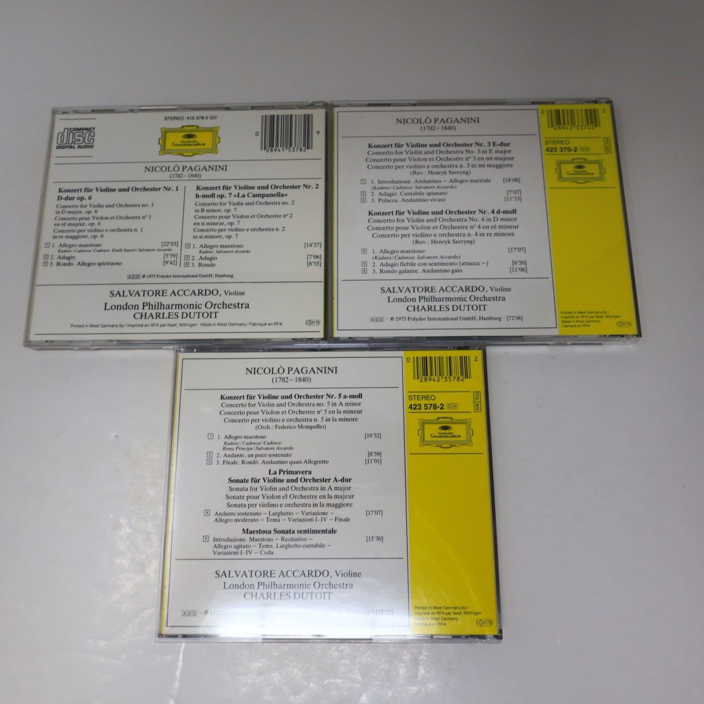Niccolo Paganini 6 CDs Lot Violin Concerto #1-5/Tre Gran Quartetti Op. 4 80s