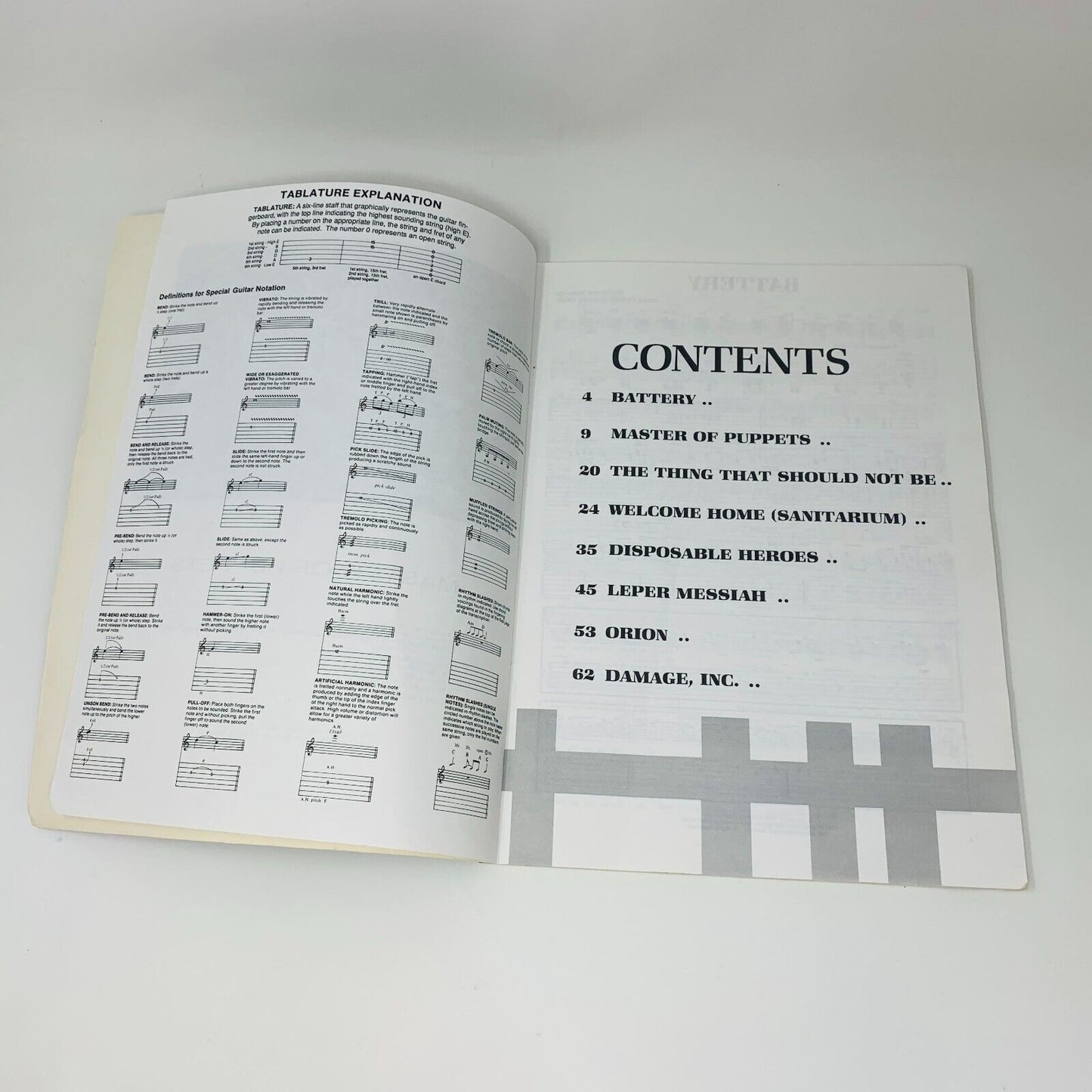 1988 Metallica Master of Puppets Songbook Guitar Vocal with Tablature Paperback