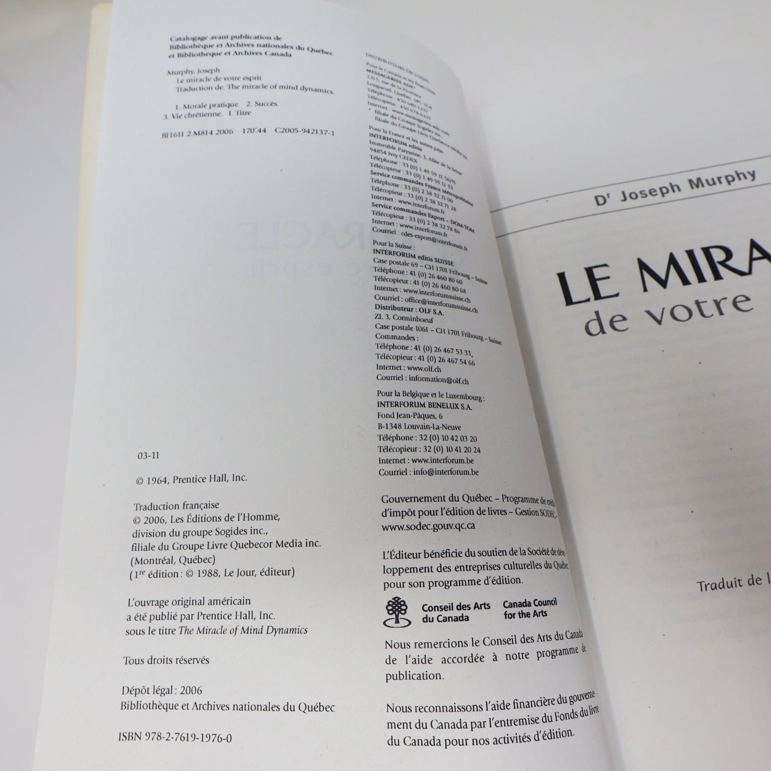 Le Miracle de Votre Esprit Joseph Murphy Livre 2011 Français Spiritualité PB