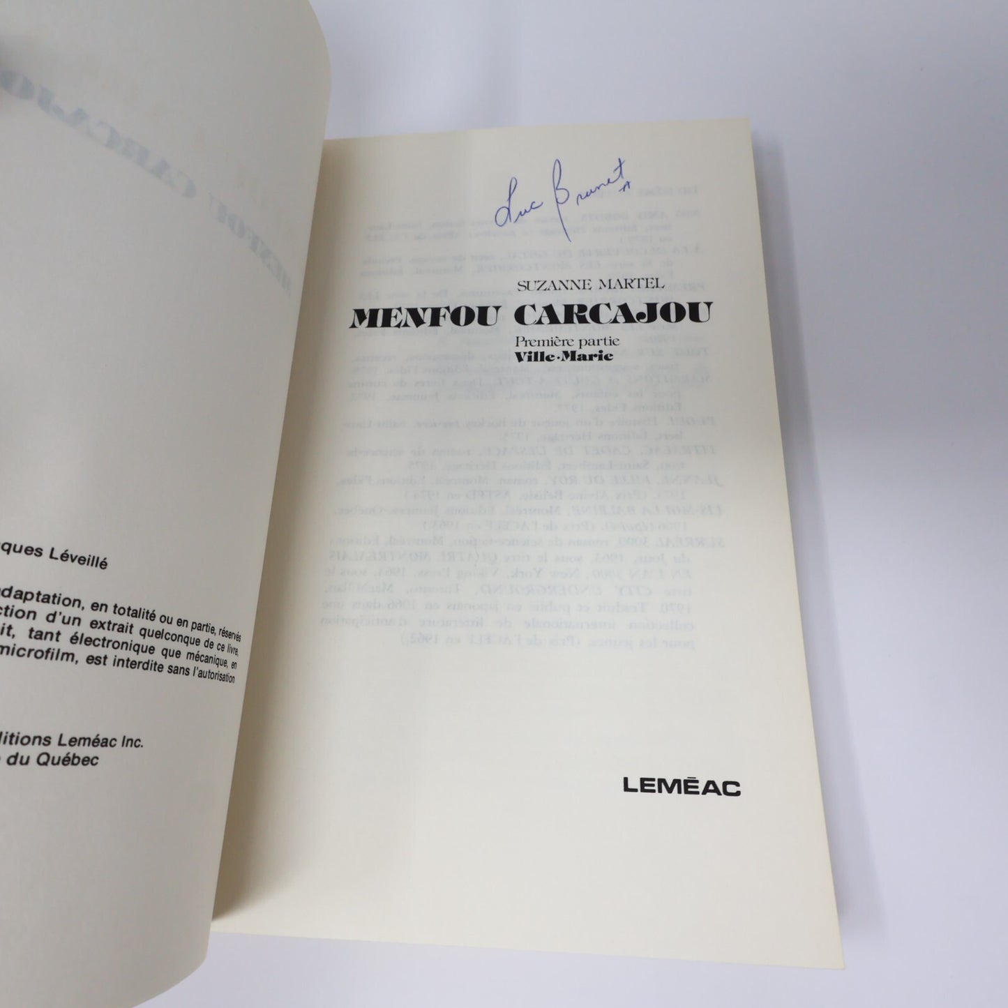 Menfou Carcajou #1-2 Lot 2 Livres Suzanne Martel Ville-Marie/La Baie du Nord 80s