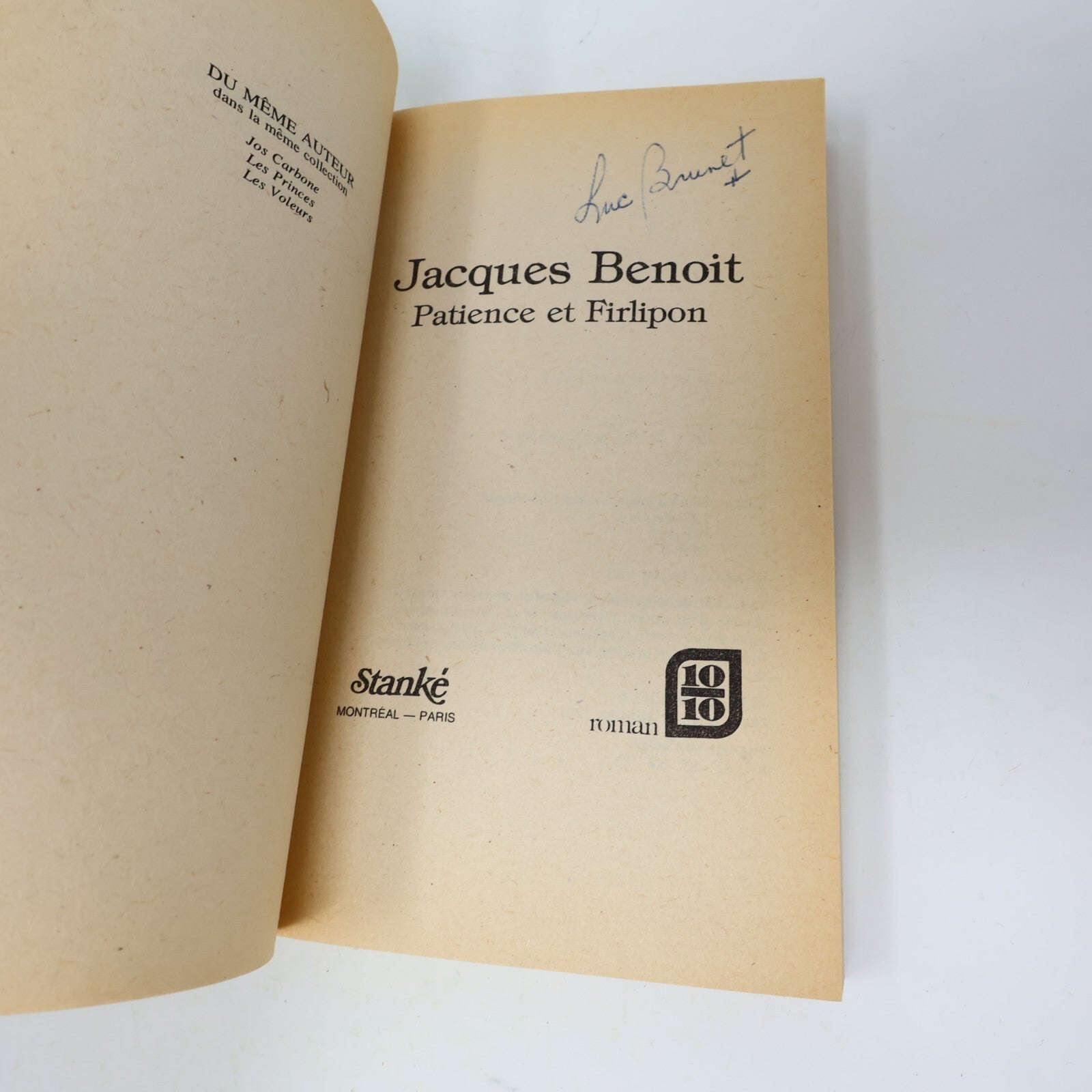 Jacques Benoit Lot 4 Livres Québec 10/10 Patience et Firlipon/Voleurs/Princes PB