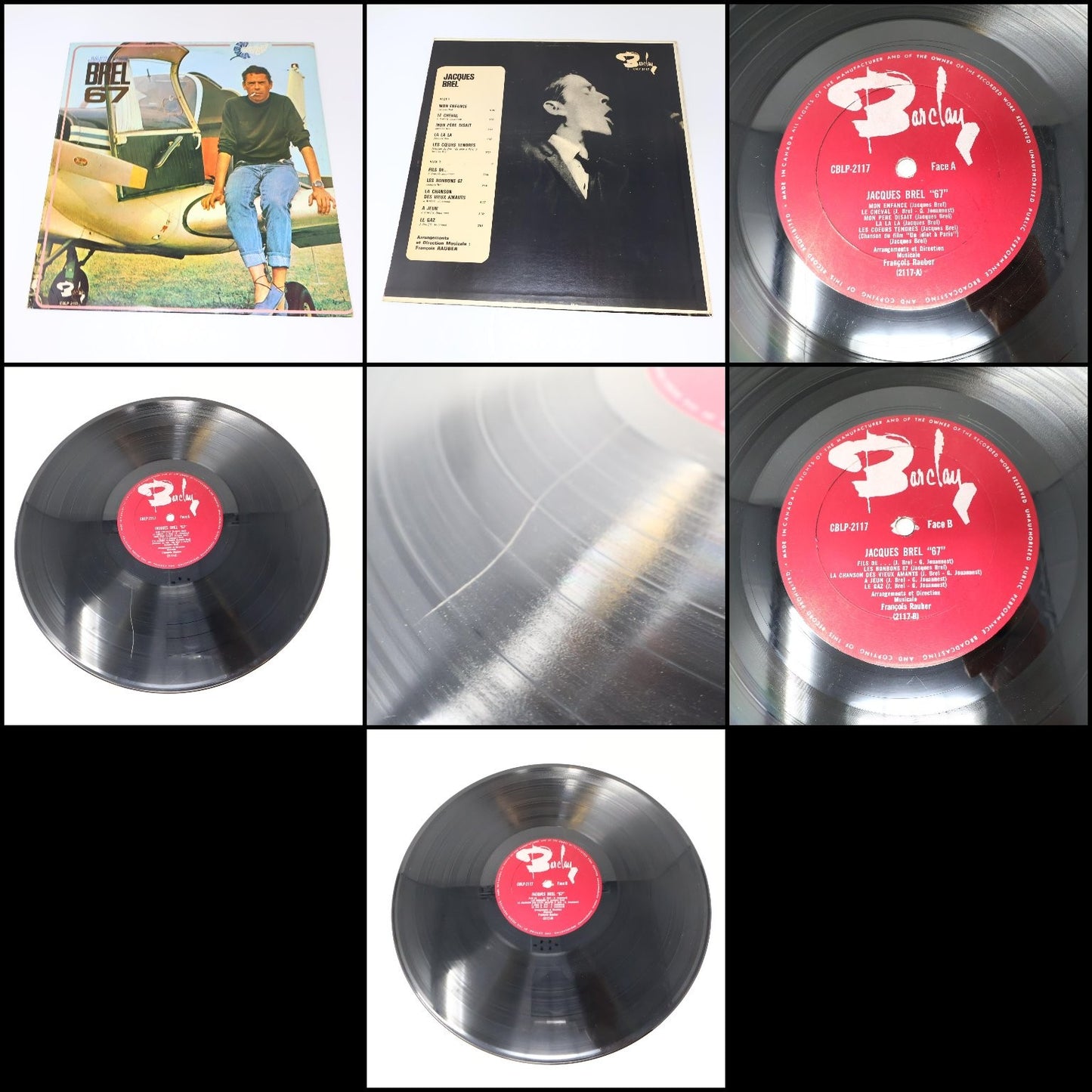 Jacques Brel Lot 11 Disques LP Record Les Vieux/L'Homme de la Mancha/J'Arrive