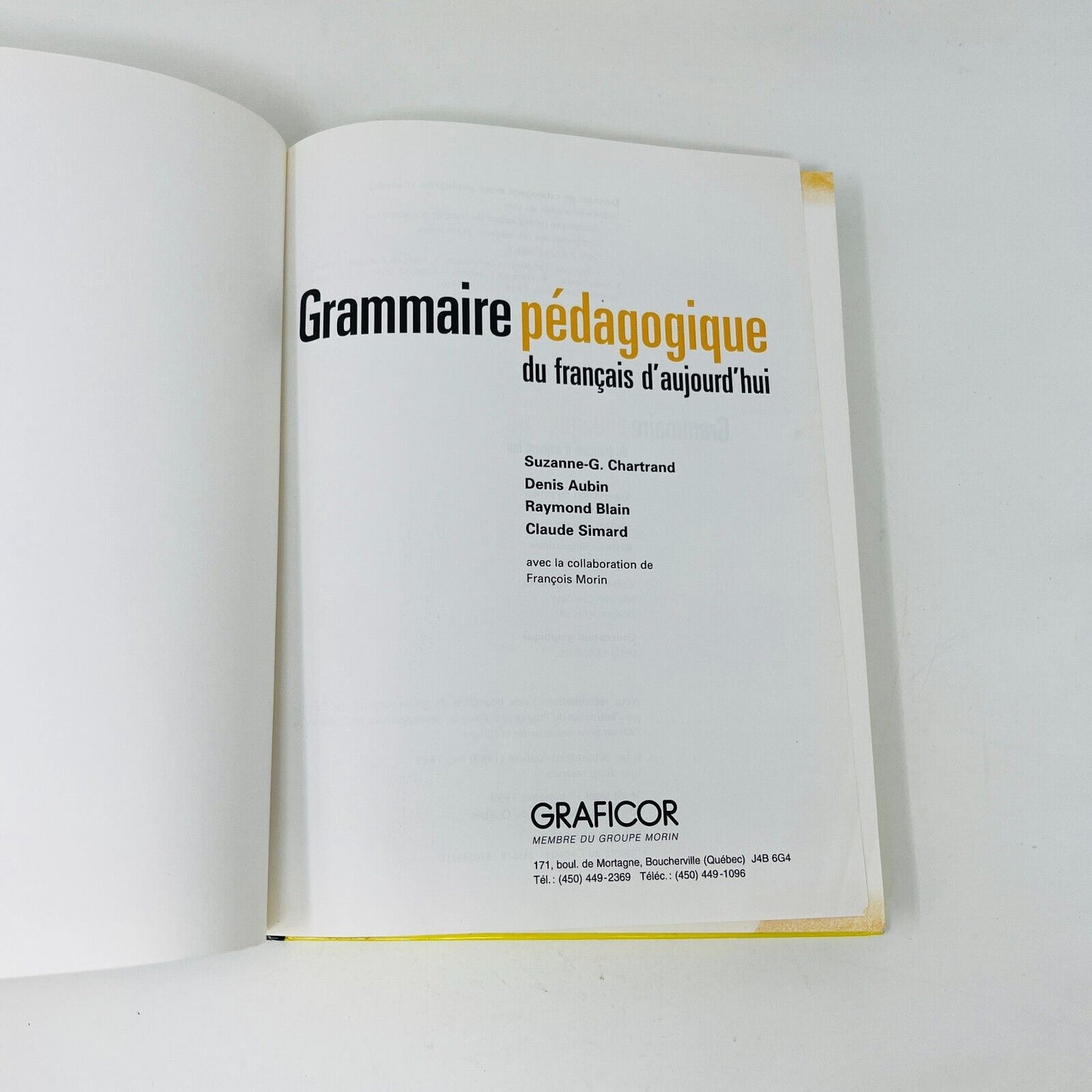 1999 Grammaire Pédagogique du Français d'Aujourd'hui Graficor Langue Référence