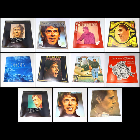 Jacques Brel Lot 11 Disques LP Record Les Vieux/L'Homme de la Mancha/J'Arrive
