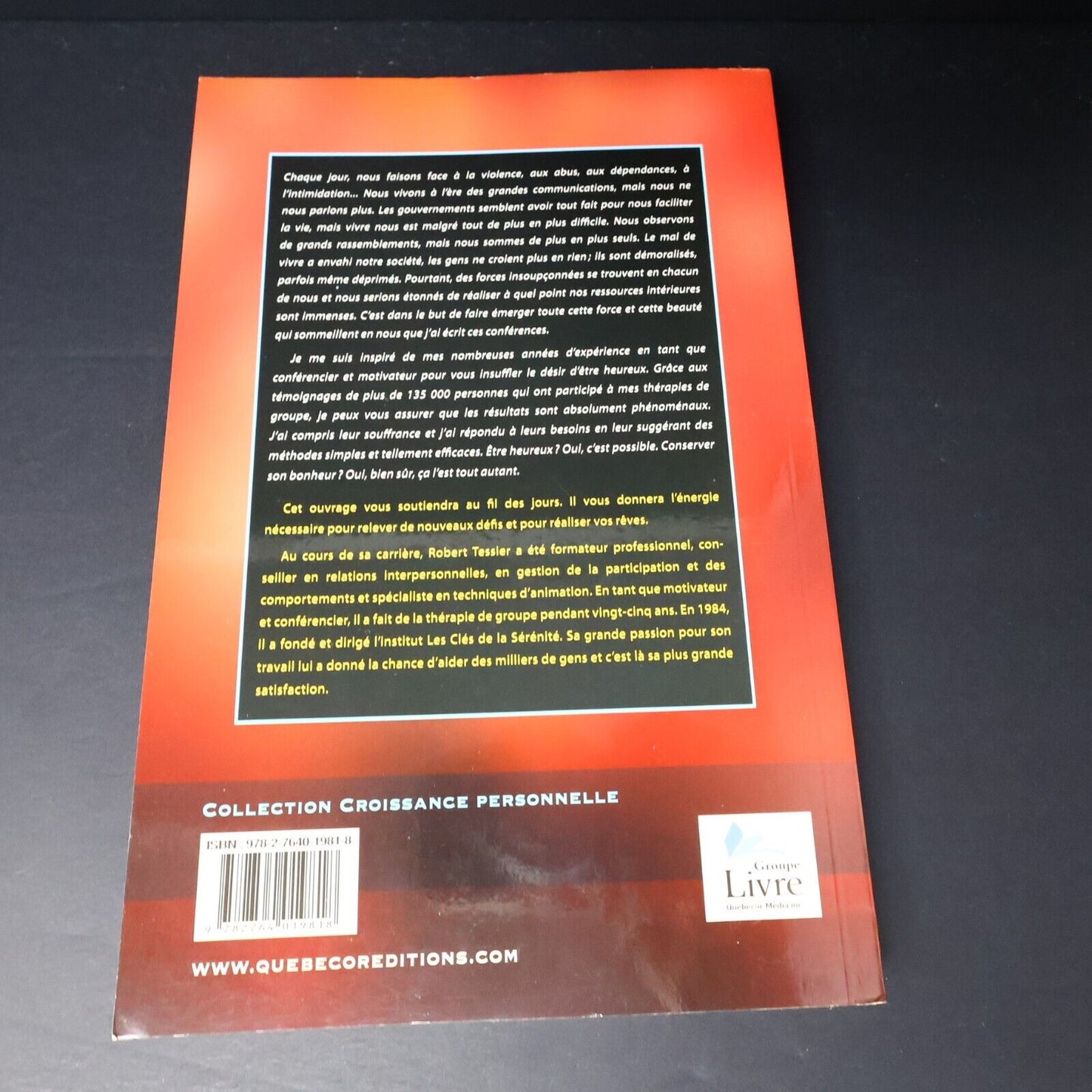 2012 Votre Bonheur Durable de Robert Tessier Signé Paperback PB Québecor Livre