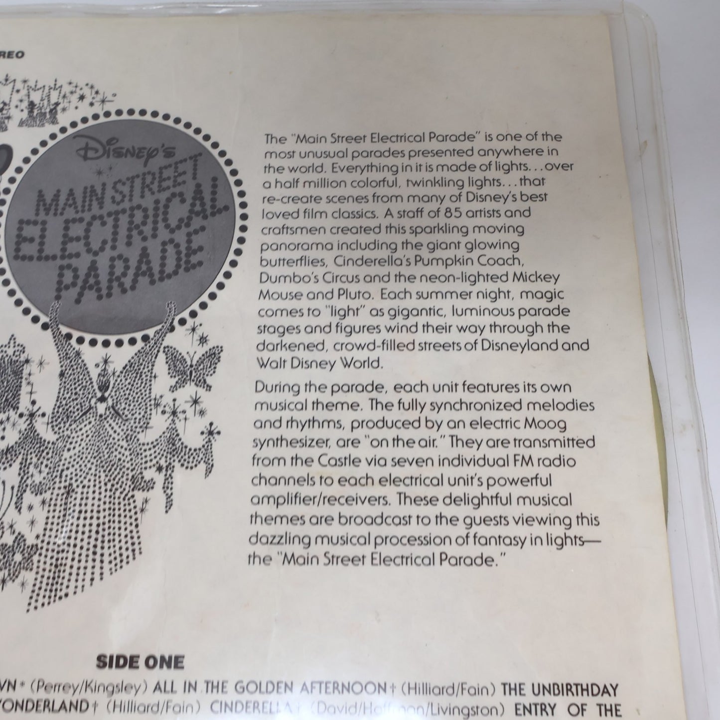 Disney's Main Street Electrical Parade 7" Music Record 1977 Disneyland Tested