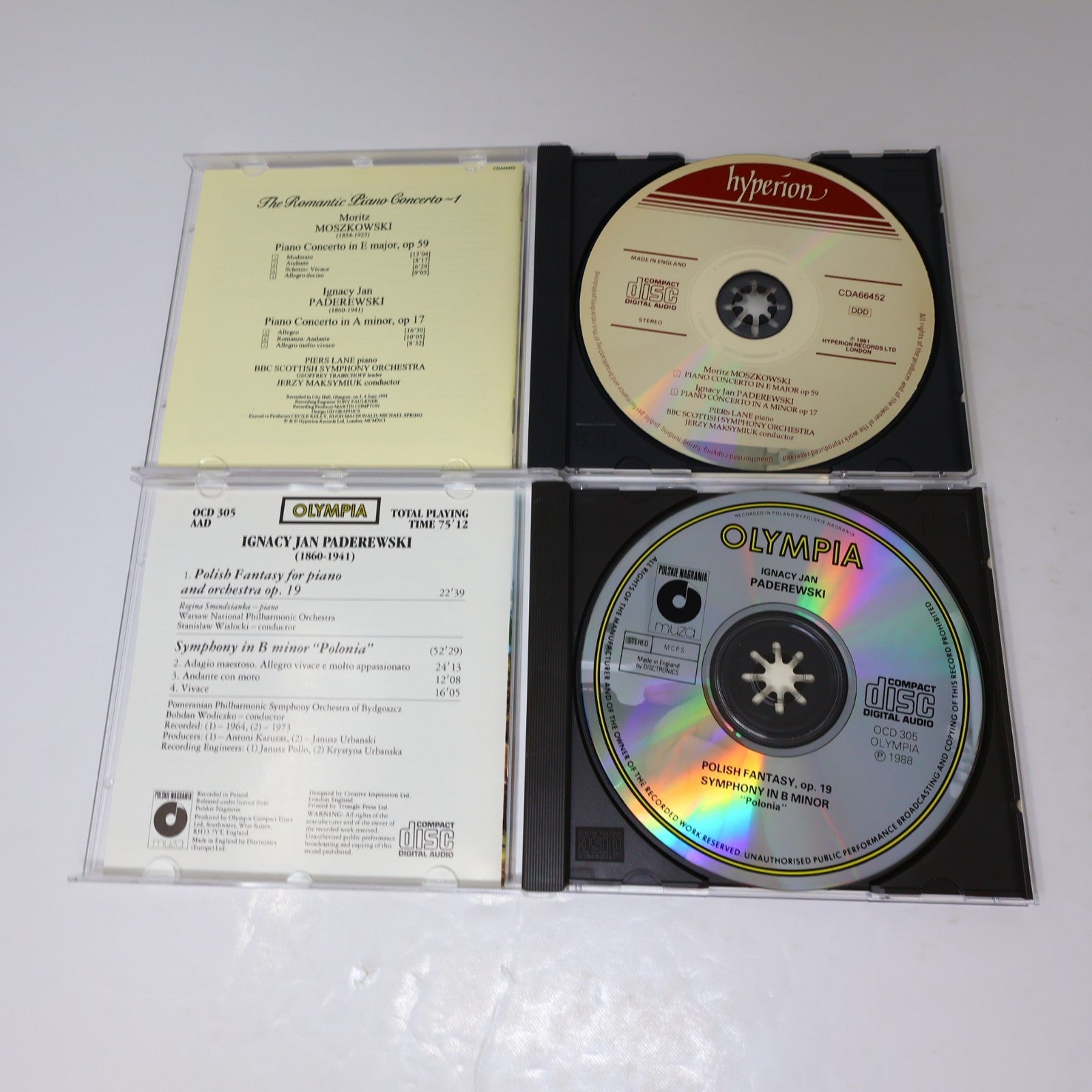 Ignacy Jan Paderewski 2 CDs Lot Piano Concerto/Polonia/Polish Fantasy Maksymiuk