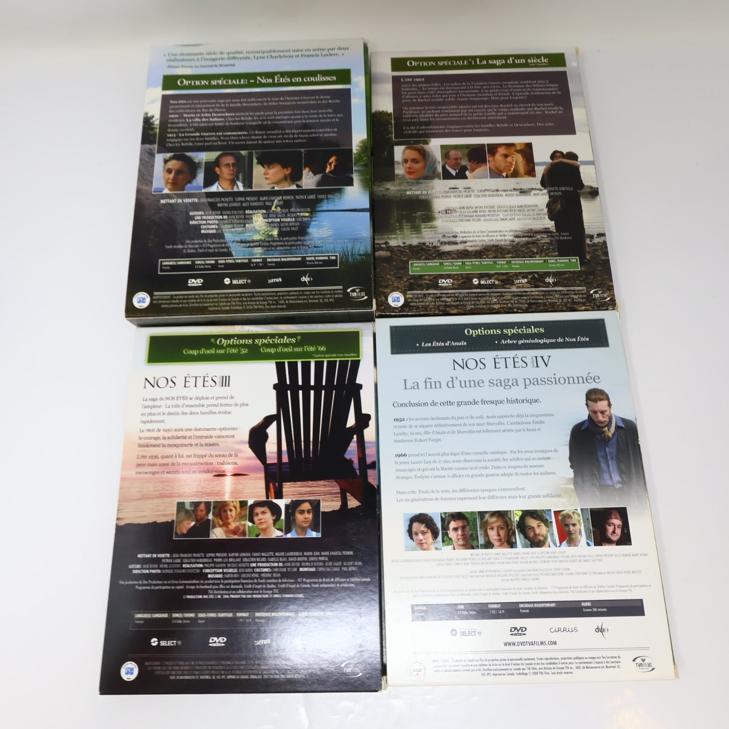 Nos Étés Saison #1-2-3-4 Lot 4 DVD Série Complète Patrick Labbé/Fanny Mallette