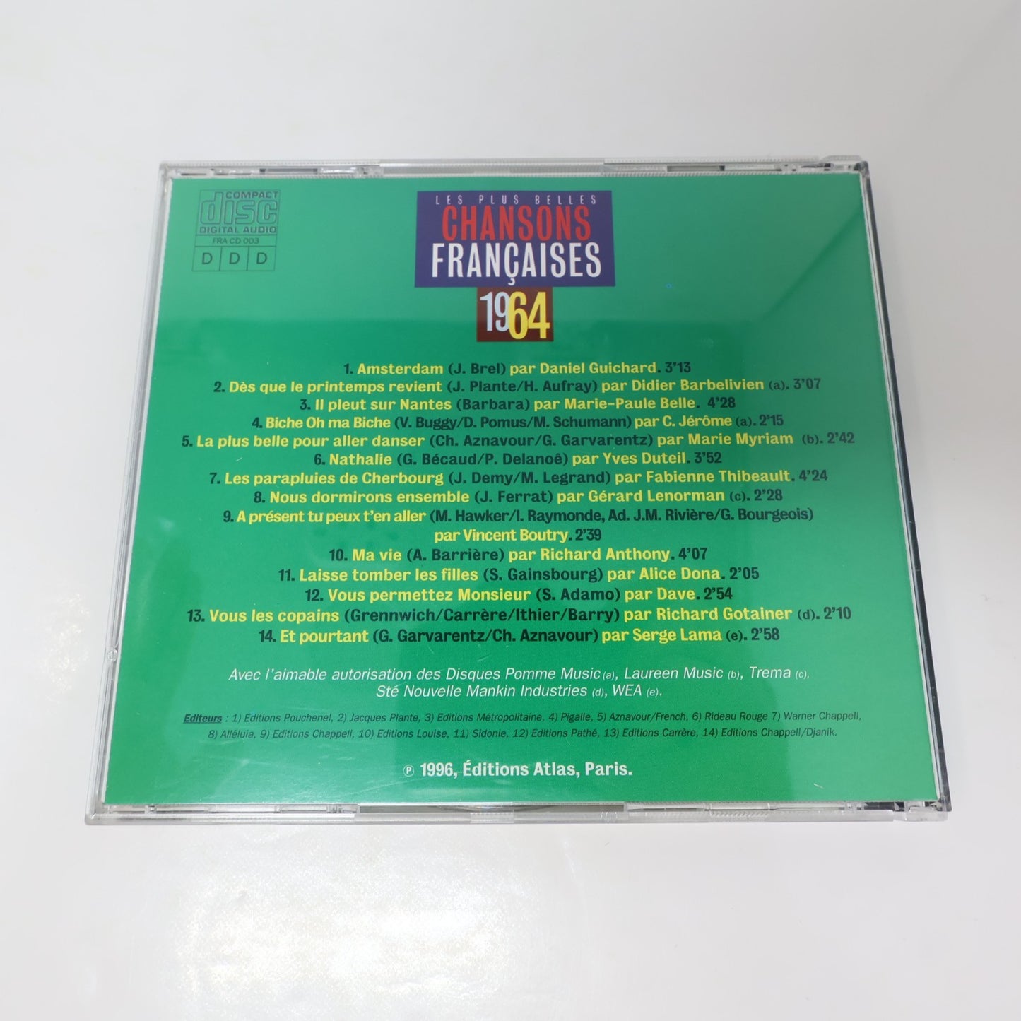 Les Plus Belles Chansons Françaises 1962-1963-1964 Lot 3 CD Lama/Adamo/Duteil