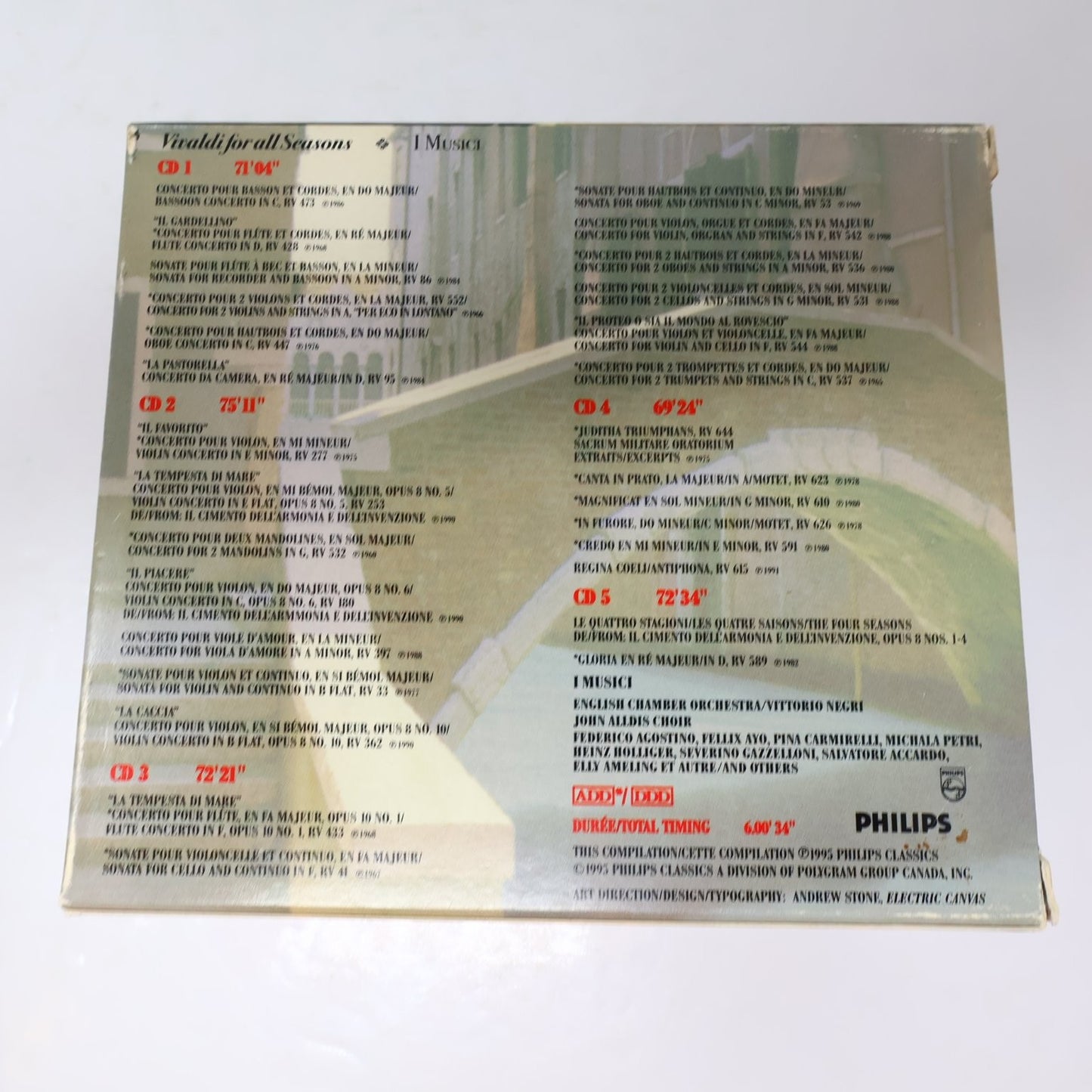 Vivaldi for All Seasons 5 CD Boxset 1995 Classical I Musici Philips Digital