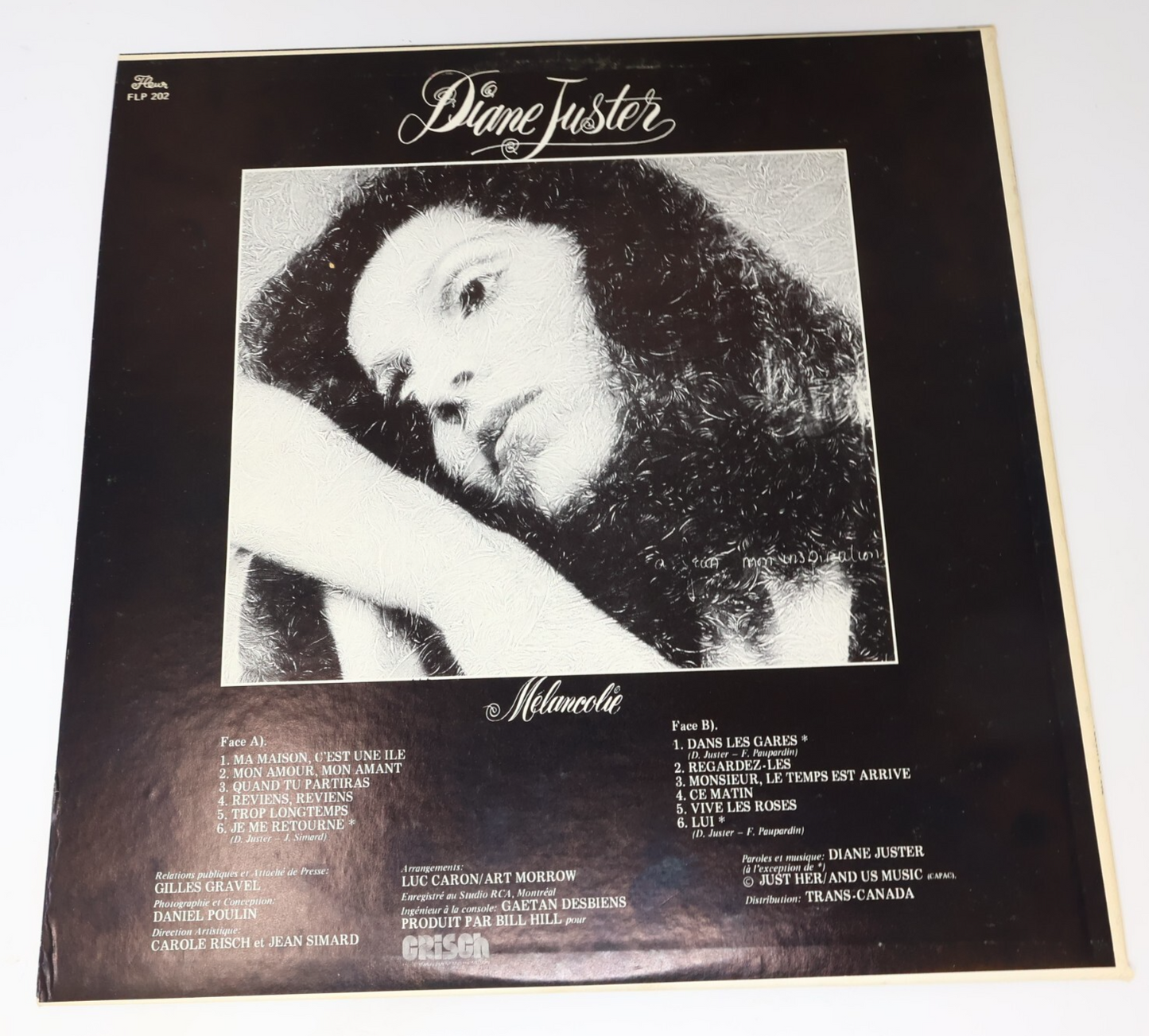 Diane Juster Mélancolie Disque LP Record Vinyl 1974 Fleur FLP 202 Pop Chanson