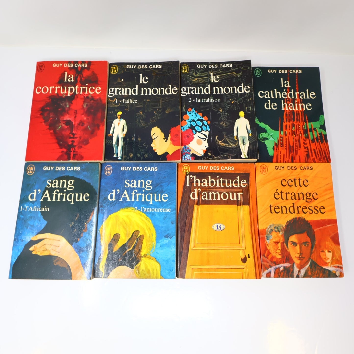 Guy des Cars Lot 8 Livres J'ai Lu Sang d'Afrique/Grand Monde/Corruptrice Romance