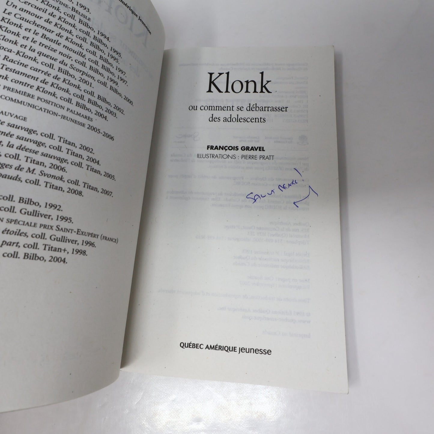 Klonk #1 3-4 8 10-12 Lot 7 Livres François Gravel Un Amour de Klonk Français PB