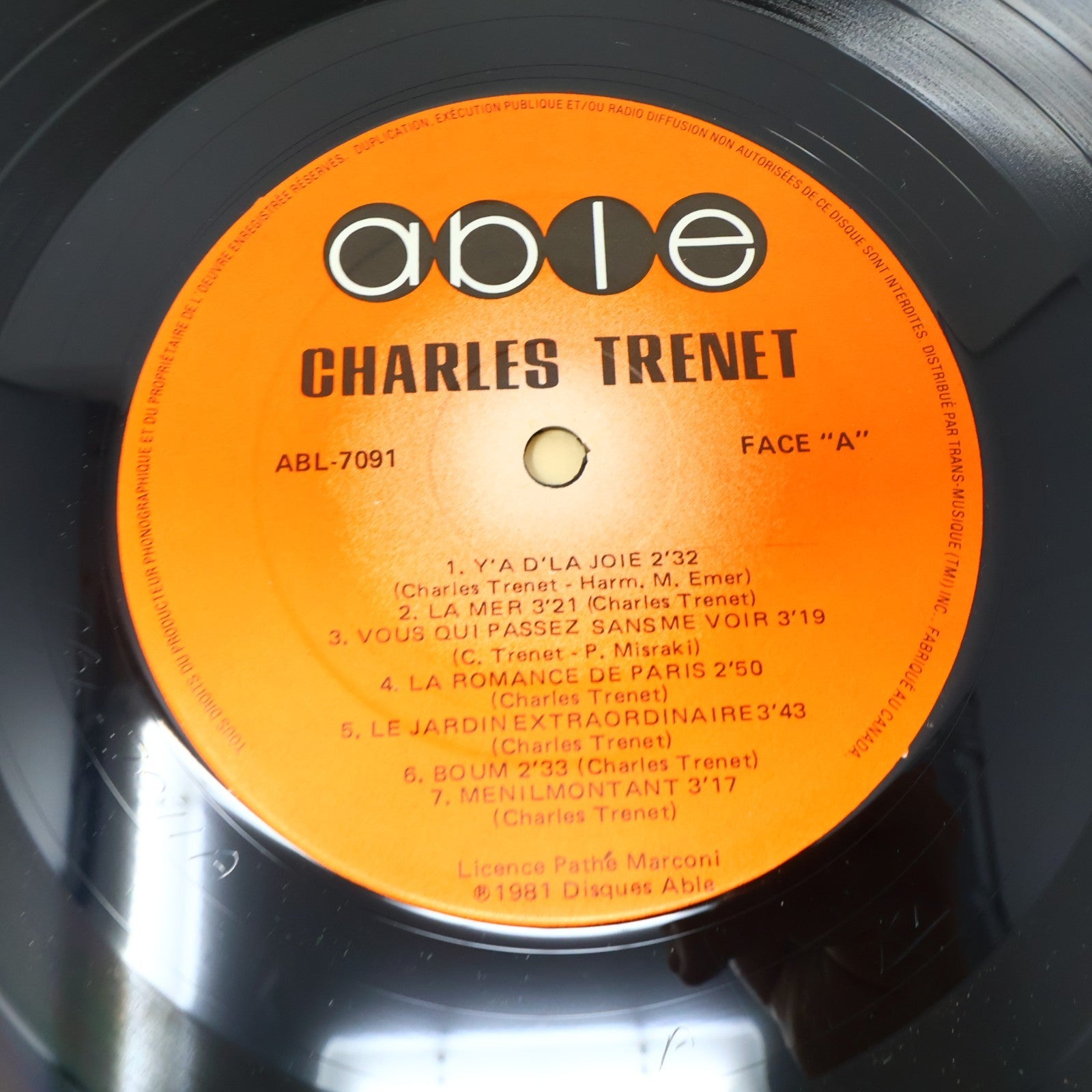 Charles Trenet Lot 2 Disques Record Éponyme & Succès Able/CBS Canada 1981 VG+