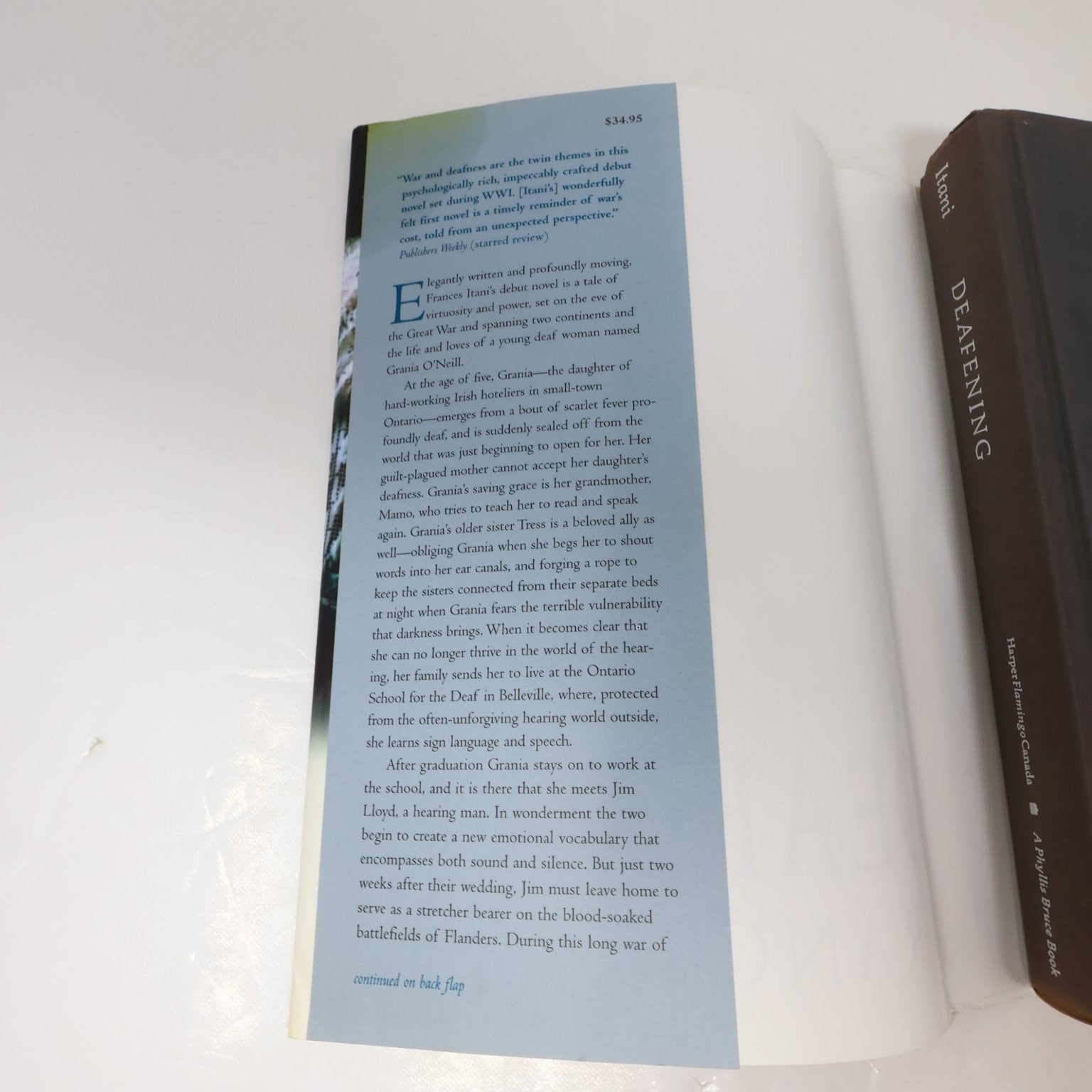 Deafening Frances Itani 2003 First Edition Signed WWI Historical Fiction Harper