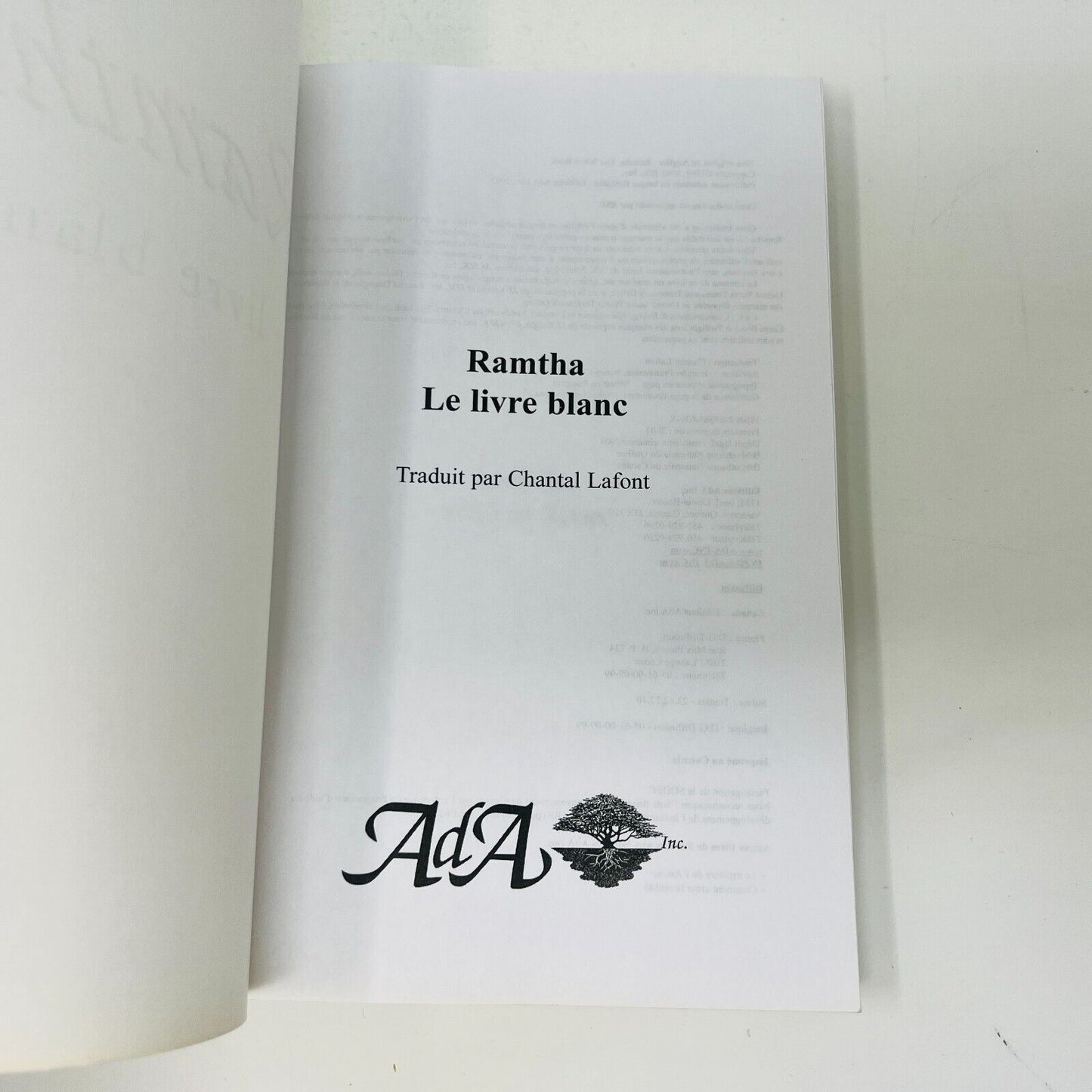 2003 Ramtha Le Livre Blanc Ada en Français/French Supernaturalisme Mysticisme