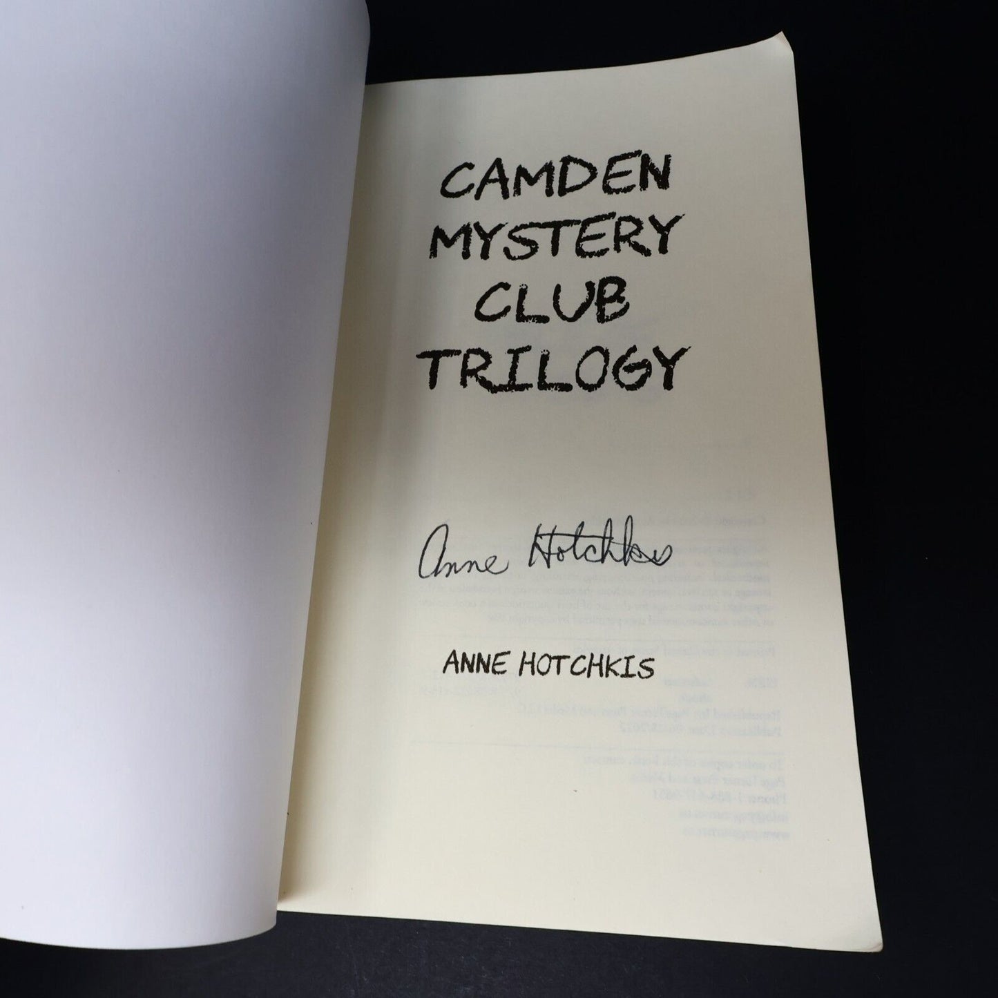 2022 Camden Mystery Club Trilogy Crime by Anne Hotchkis Signed Book PageTurner