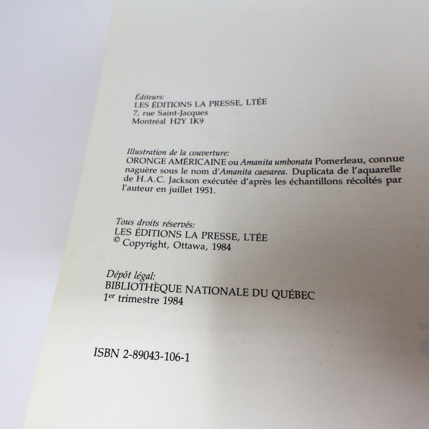 Flore des Champignons au Québec & Supplément René Pomerleau 1980 Fungi Français