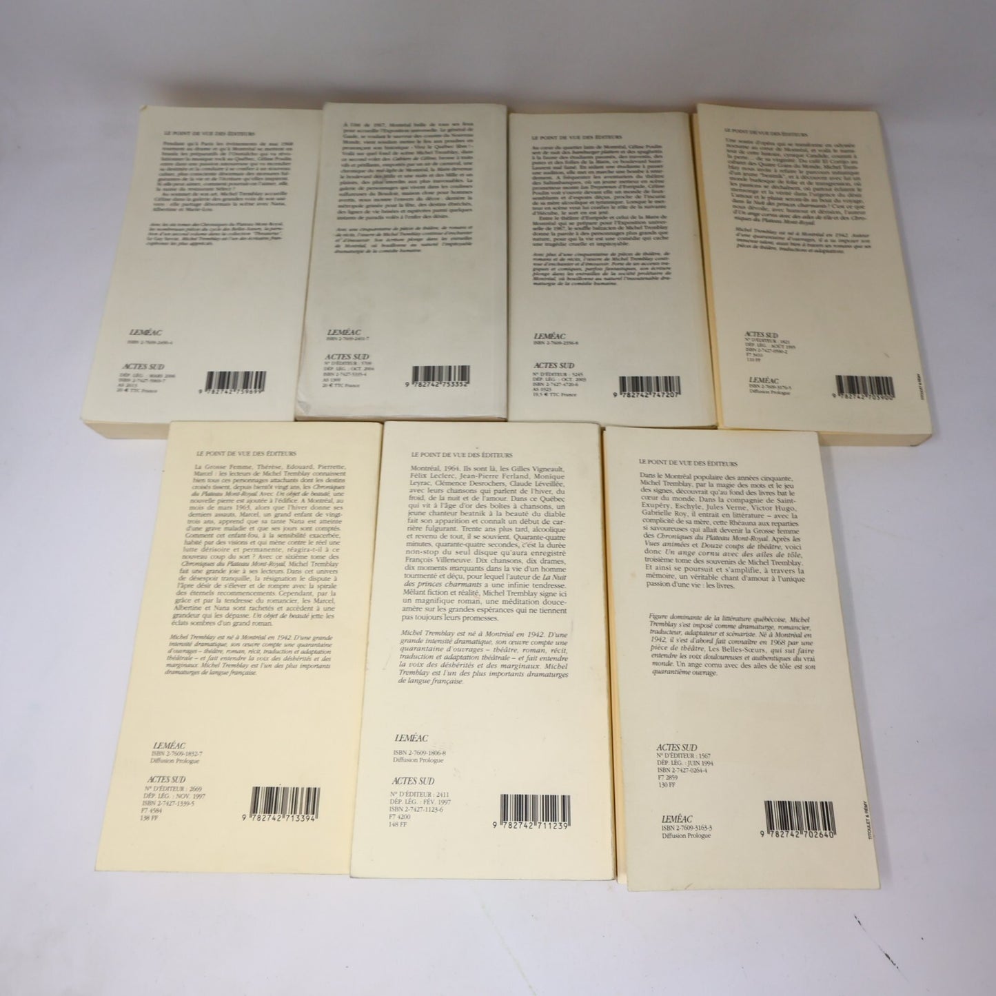 Lot 21 Livres Michel Tremblay Cahier Noir Rouge Bleu/Belles-Soeurs/Vrai Monde PB
