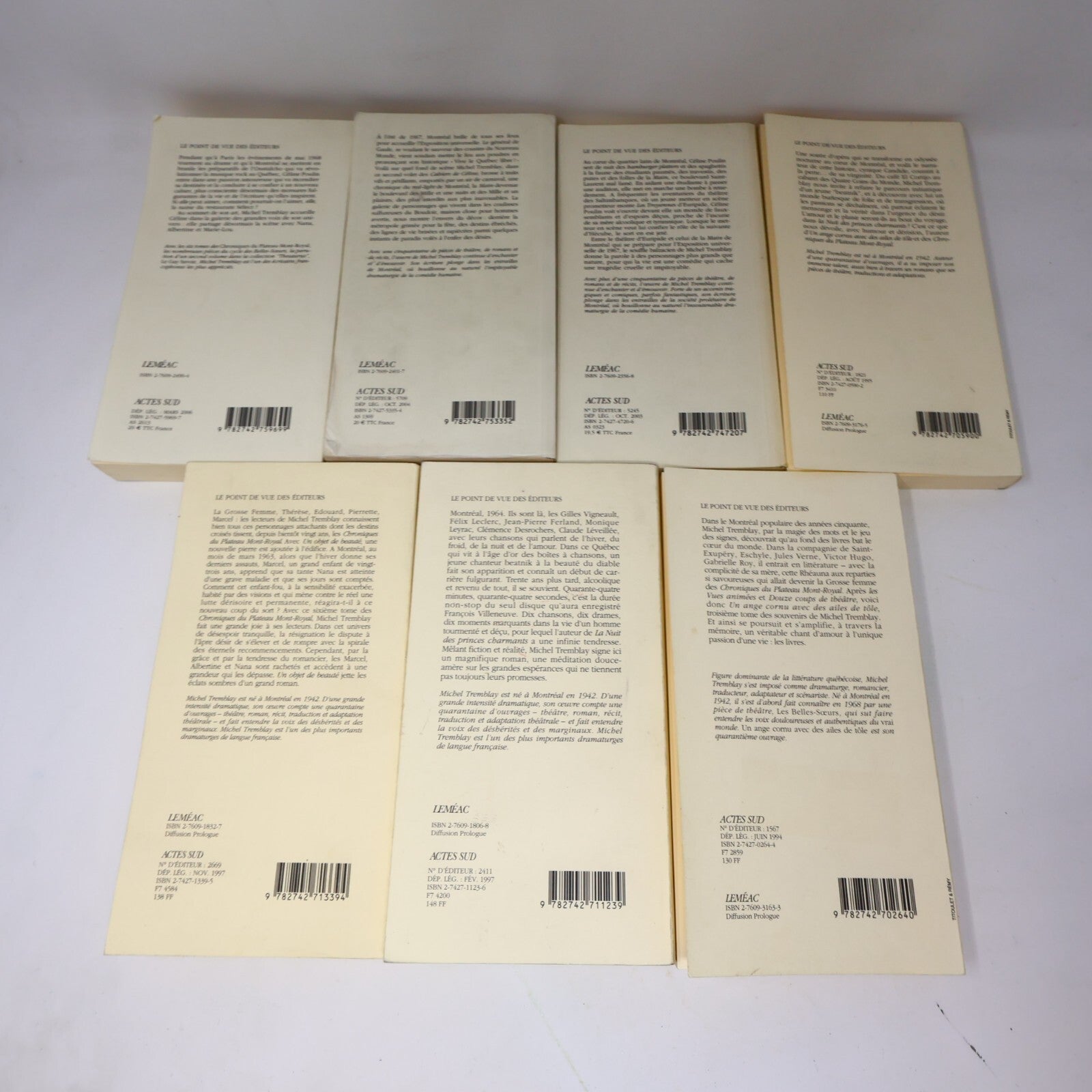 Lot 21 Livres Michel Tremblay Cahier Noir Rouge Bleu/Belles-Soeurs/Vrai Monde PB