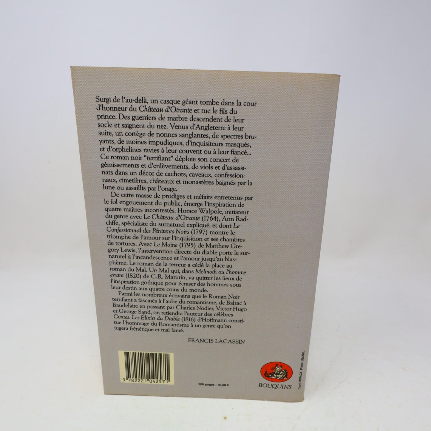 Romans Terrifiants Bouquins Le Château d'Otrante Le Moine 1984 Robert Laffont PB