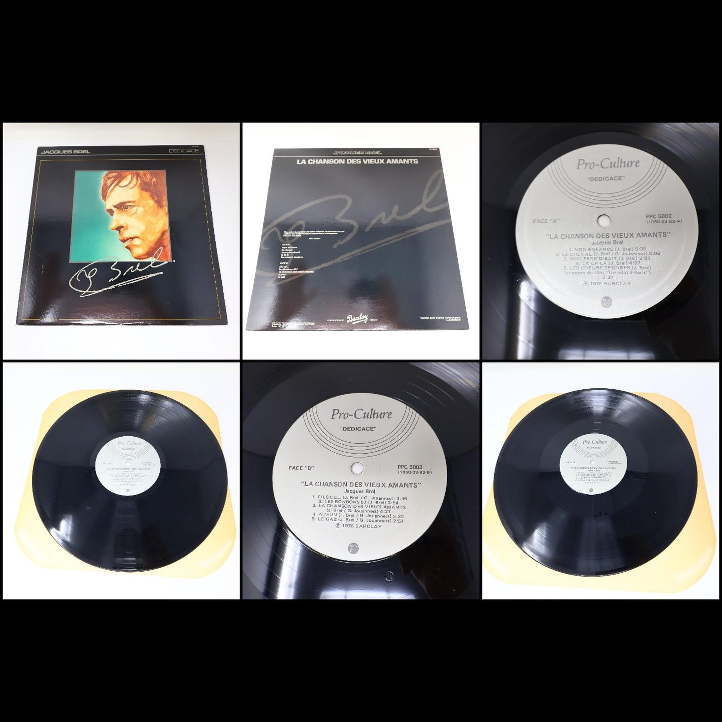 Jacques Brel Lot 11 Disques LP Record Les Vieux/L'Homme de la Mancha/J'Arrive