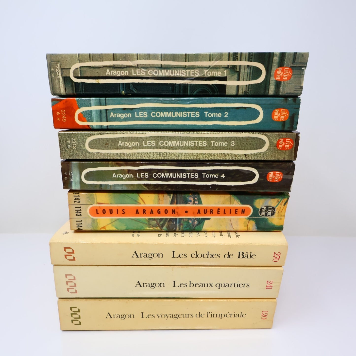 Aragon Lot 8 Livres Les Communistes 1-4/Aurélien/Beaux Quartiers/Cloches de Bâle