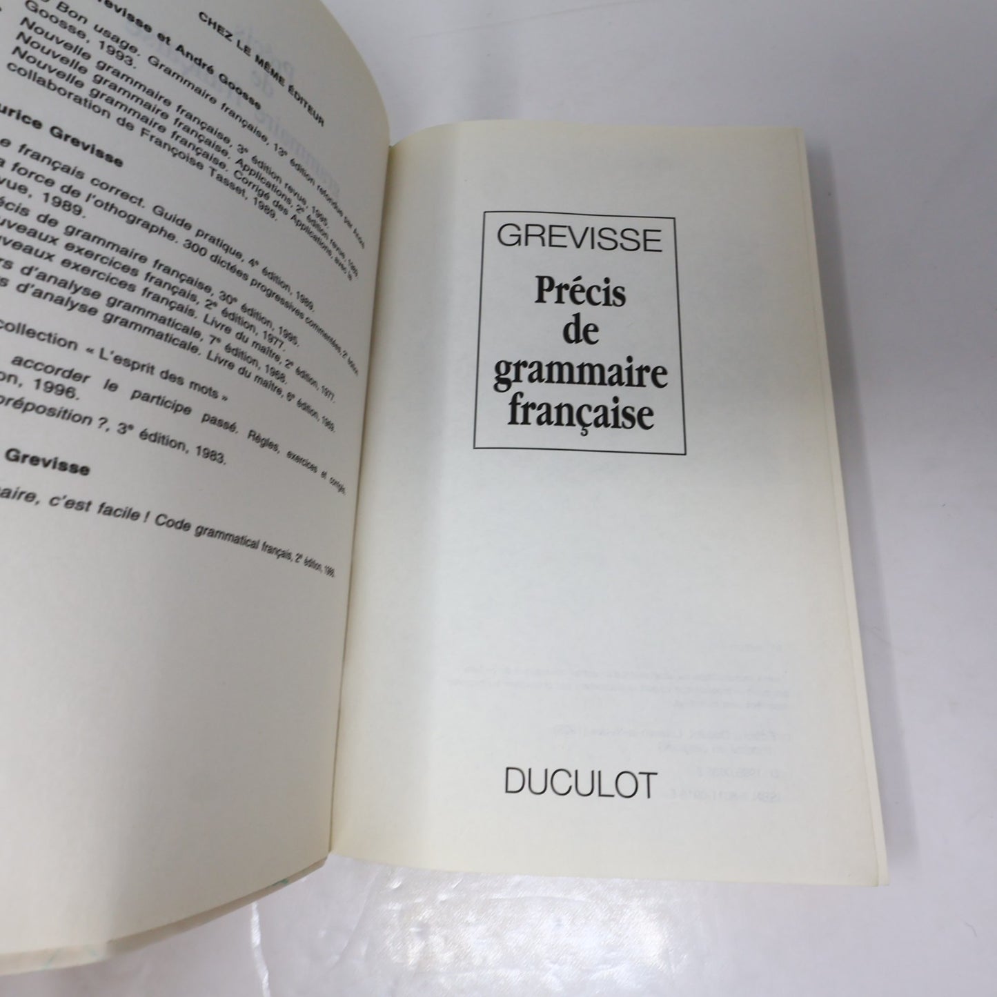 Précis de Grammaire Française Maurice-Grevisse Duculot 1995 PB French Éducation