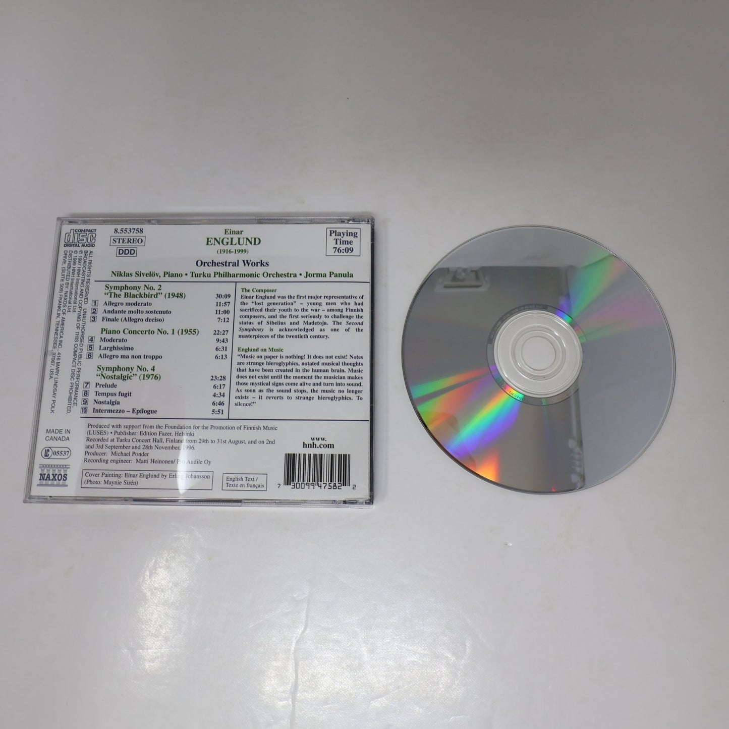 Einar Englund CD Orchestral Works Naxos Niklas Sivelöv/Turku Philharmonic/Panula