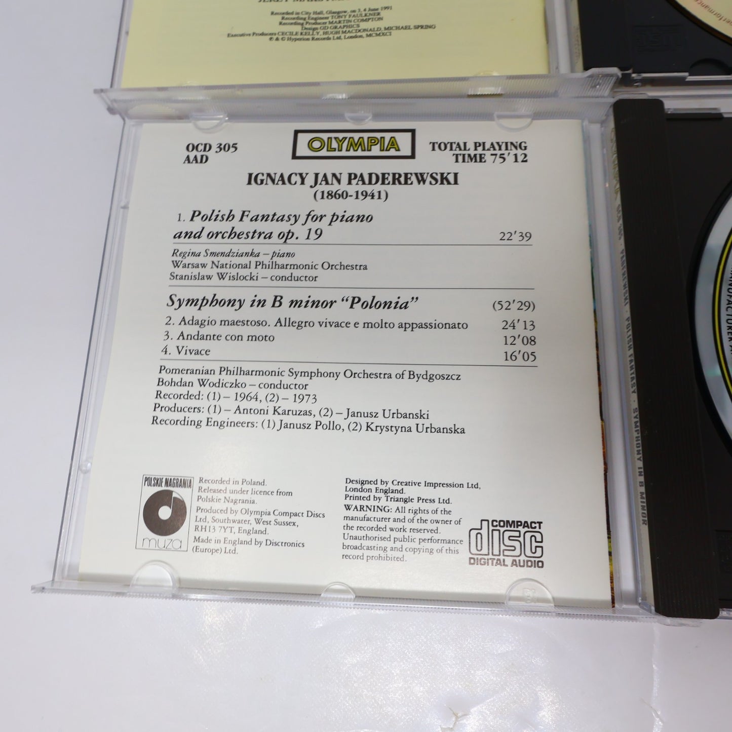 Ignacy Jan Paderewski 2 CDs Lot Piano Concerto/Polonia/Polish Fantasy Maksymiuk