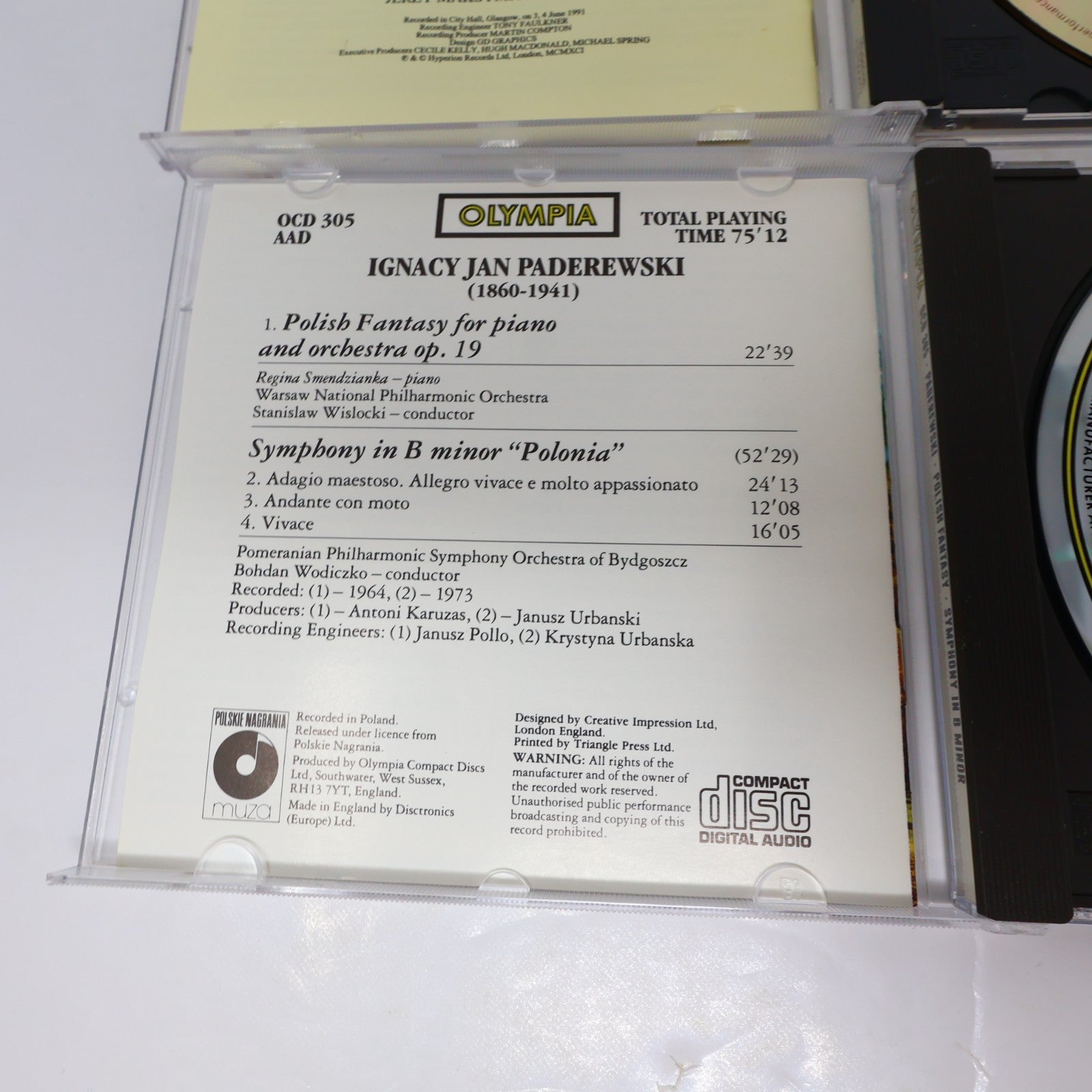 Ignacy Jan Paderewski 2 CDs Lot Piano Concerto/Polonia/Polish Fantasy Maksymiuk