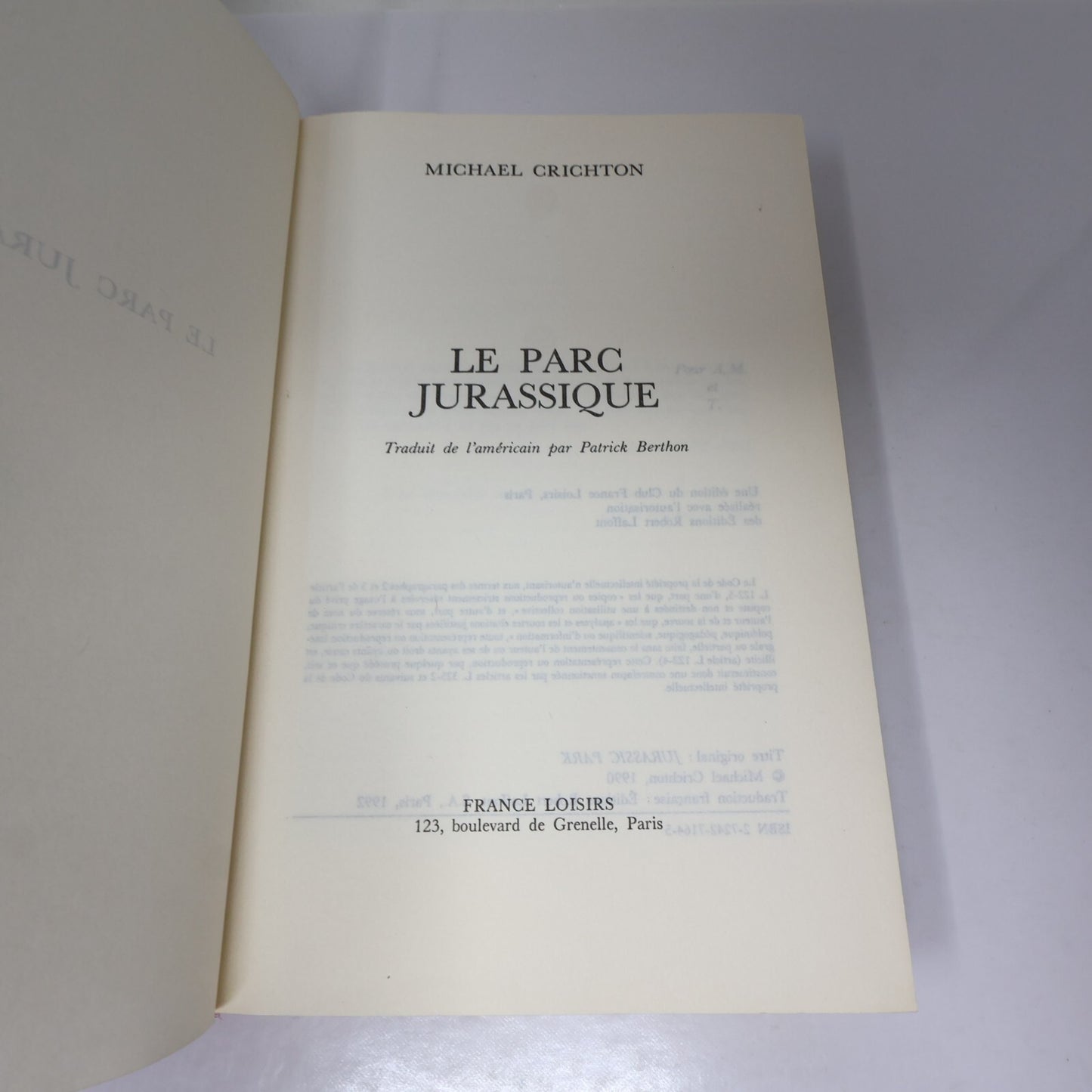 Le Parc Jurassique/Le Monde Perdu Lot 2 Livres Michael Crichton 1993/1997 HC BCE
